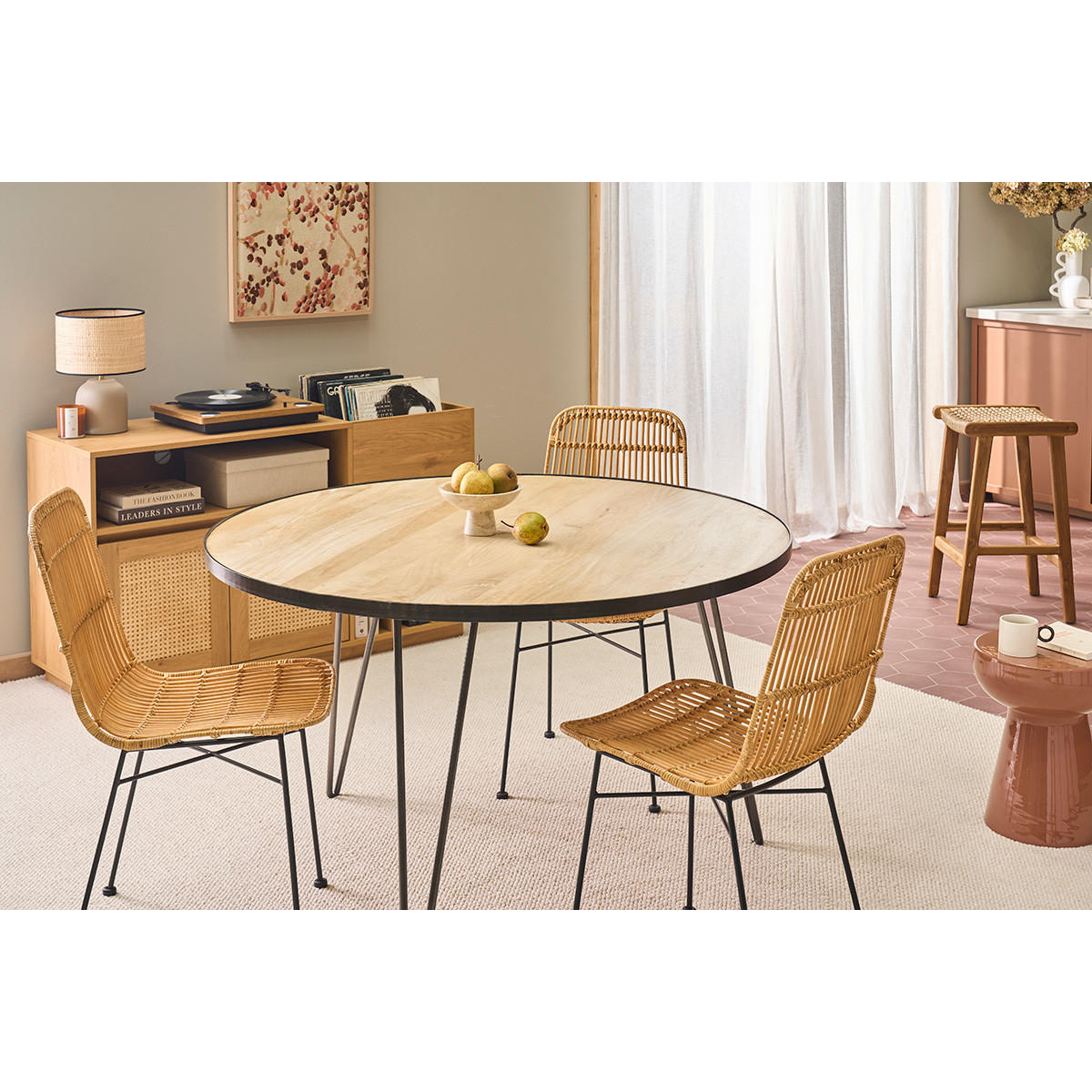 ESSTISCH Industriell Holz Metall D125 ATELIER - Dunkelbraun, Holz (125/125/75cm) - Miliboo