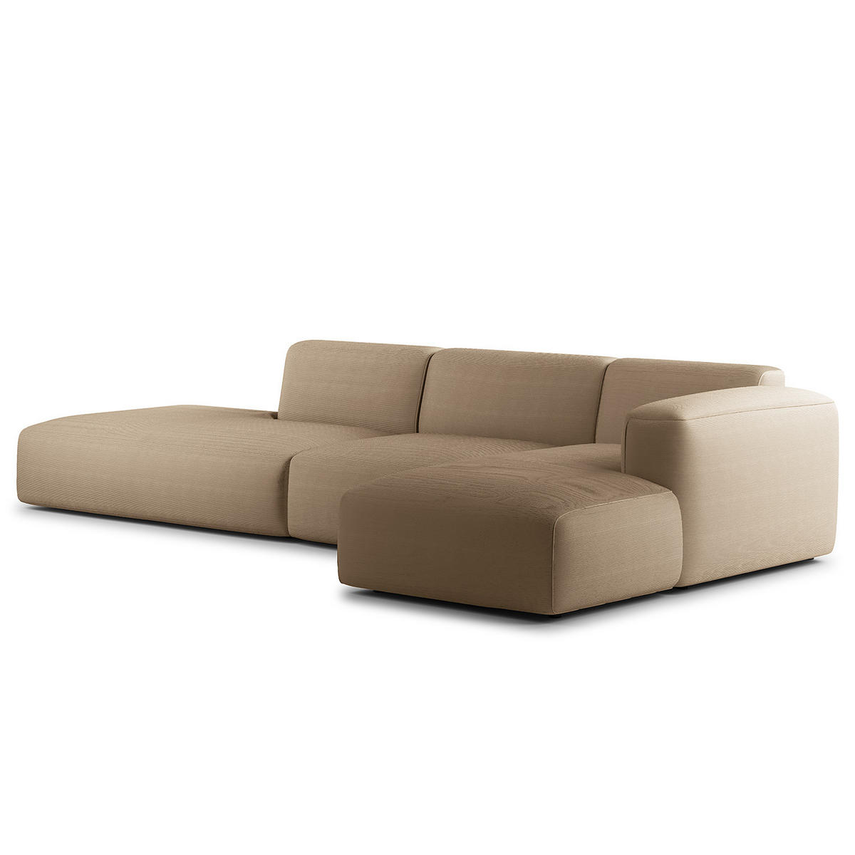 ECKSOFA mit Chaiselongue - Taupe/Schwarz, Kunststoff/Textil (290/173cm) - home24