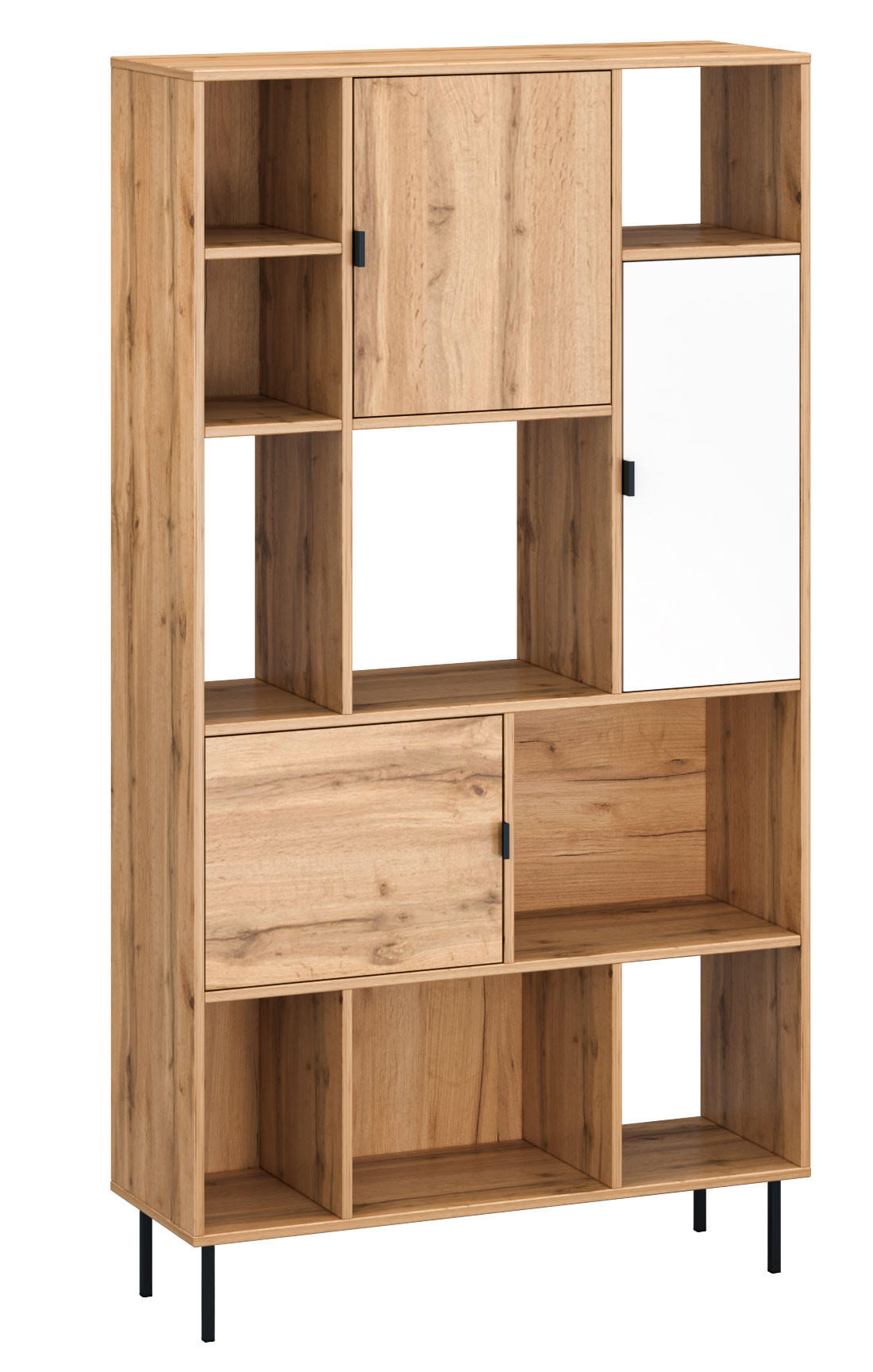 BÜCHERREGAL Kendo Wotan Eiche / weiß 100 / 35 / 185cm - Multicolor/Schwarz, Holz/Holzwerkstoff (100/185/35cm) - Feldmann-Wohnen