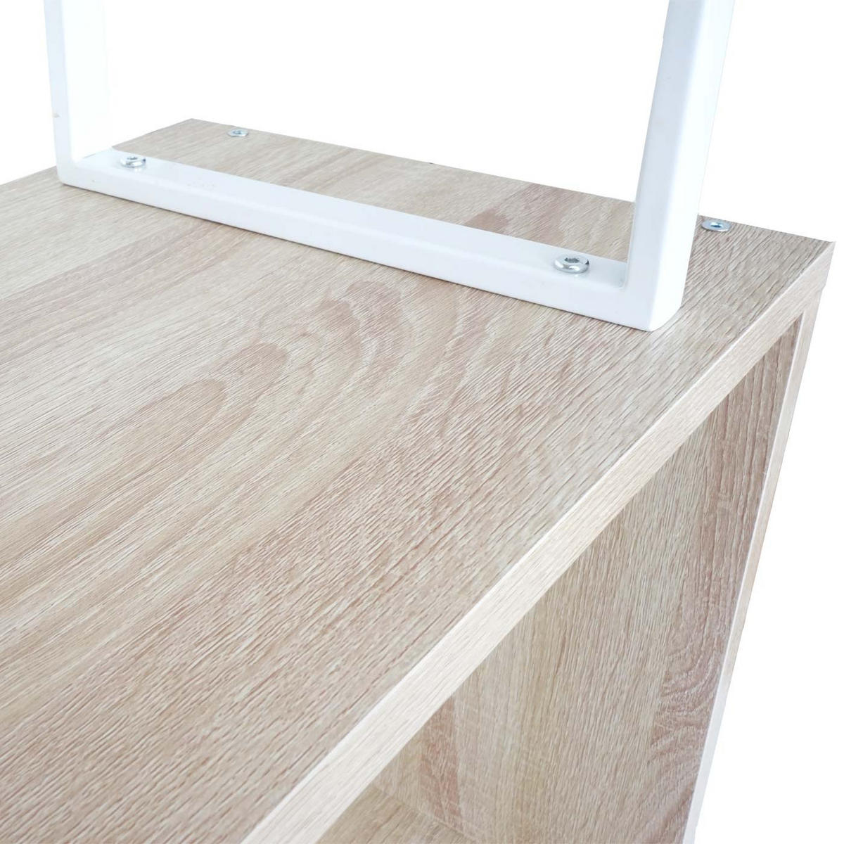 BÜCHERREGAL 183x80x30cm 3D-Struktur 5 Ebenen Eiche-Optik Metall Weiß - Hellbraun, Holzwerkstoff (80/183/30cm) - BERLINLODGE