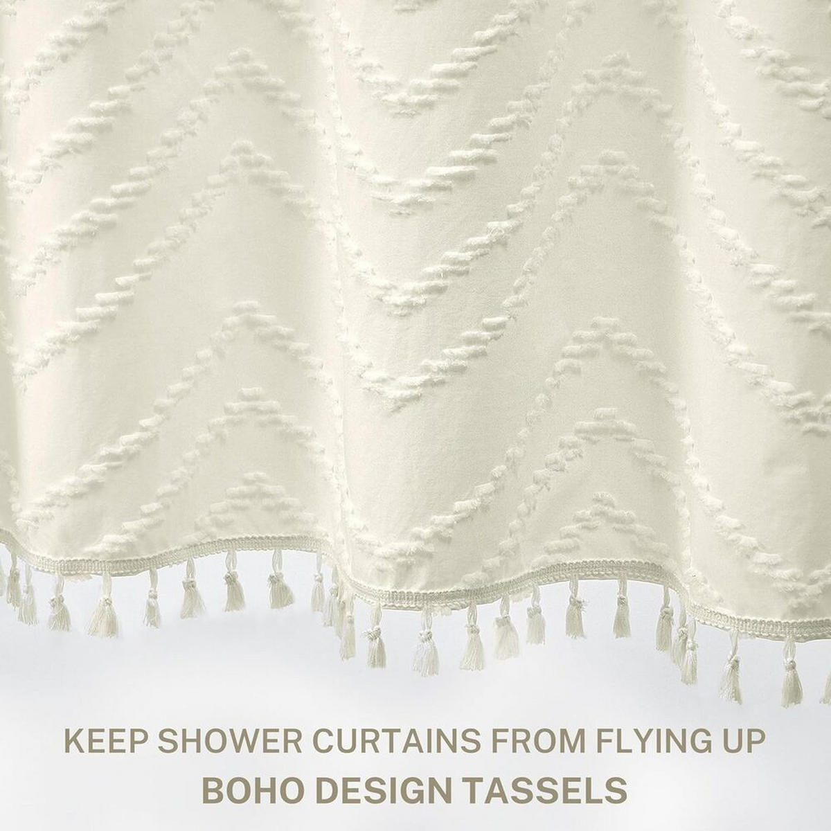 DUSCHVORHANG, Beige, „W“-Muster, 183 x 152 cm, Polyester - Beige, Textil (152/183cm) - Weltevree