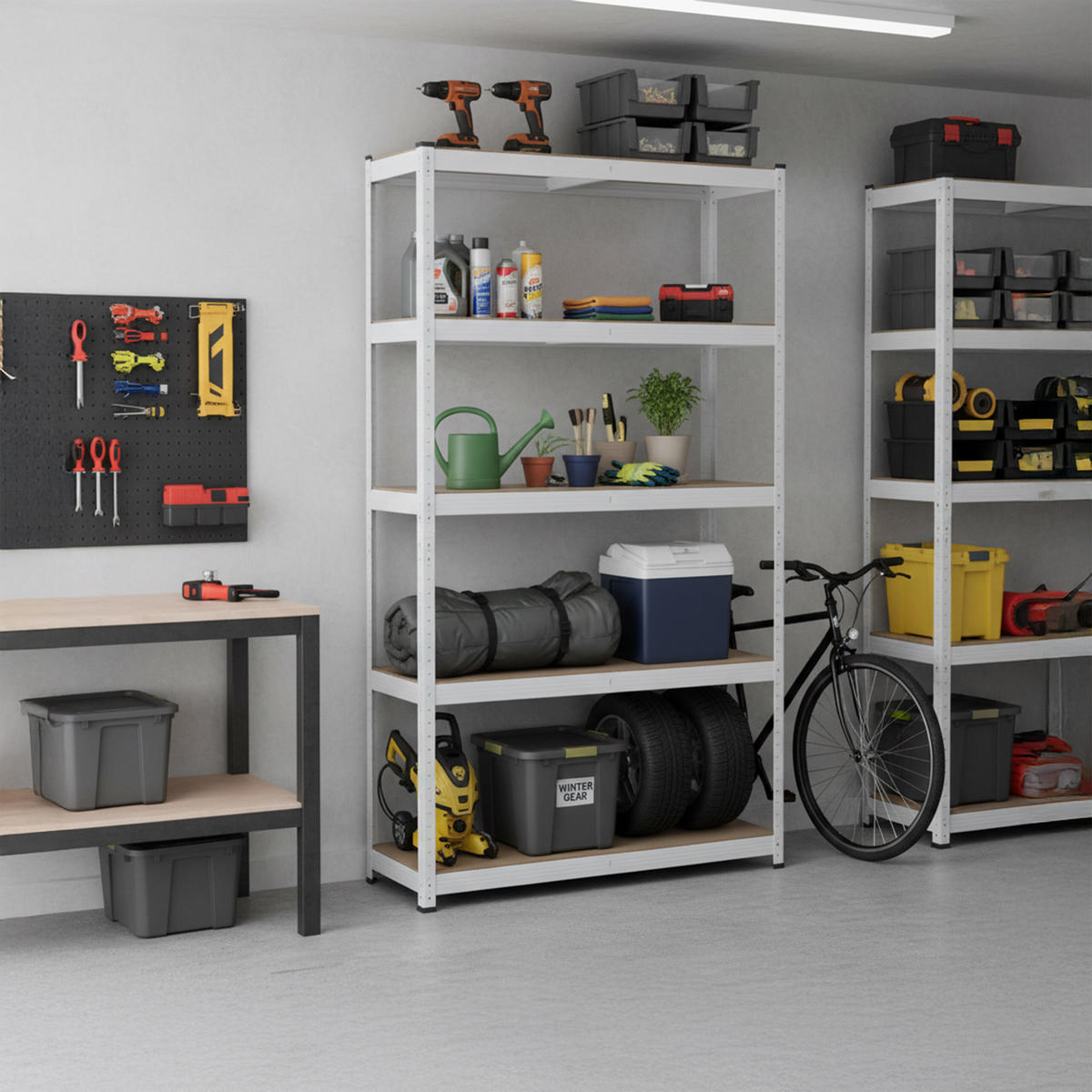 SCHWERLASTREGAL - Weiß, Holzwerkstoff/Kunststoff (90/180/40cm) - Relaxdays