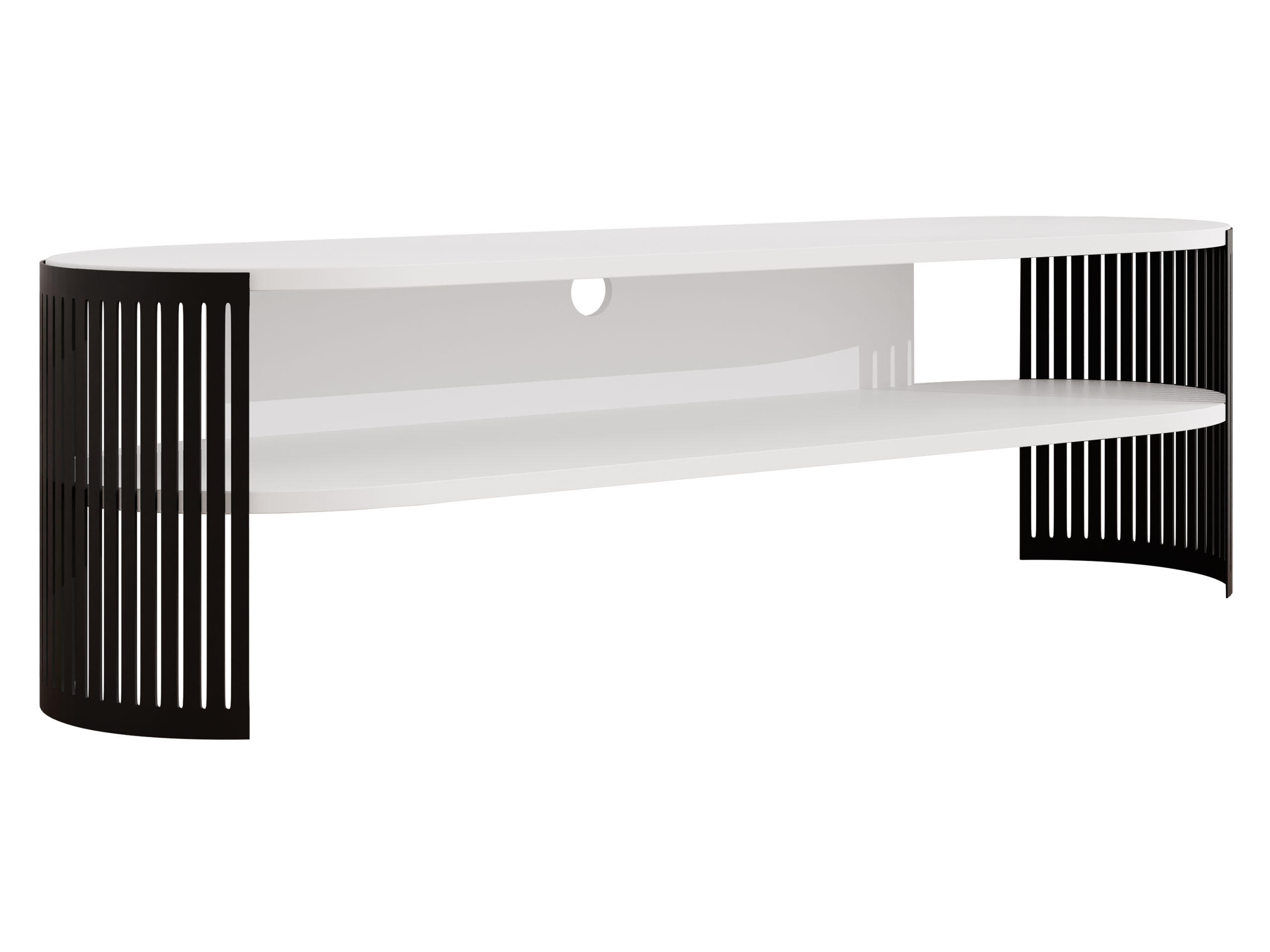 TV-LOWBOARD Fikoli Oval - Schwarz/Weiß, Holzwerkstoff/Metall (140/40/40cm) - MIRJAN24
