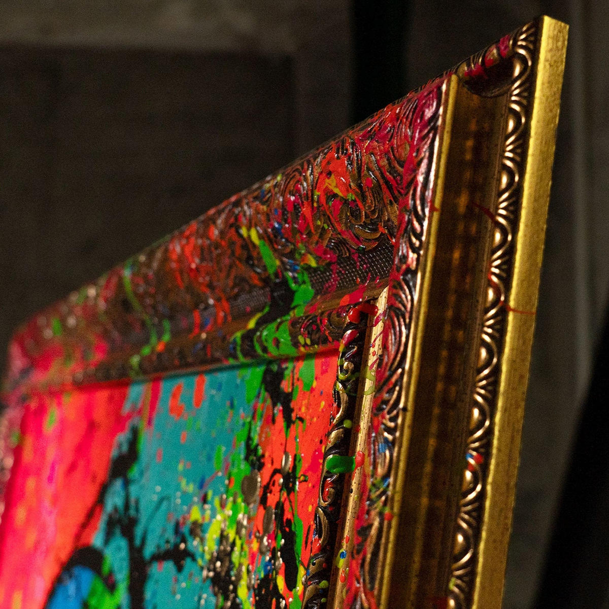 GEMÄLDE Entchen-Vibe Schattenfugenrahmen Gold 160x80 cm - Goldfarben, Holz (160/80cm) - YS-art gallery