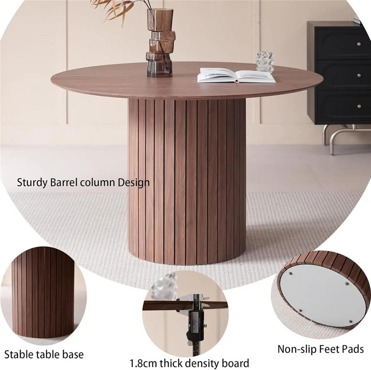 ESSTISCH rund Massivholz Wohnzimmertisch dunkelbraun Design - Dunkelbraun, Holz (120/120/76cm) - Kaket