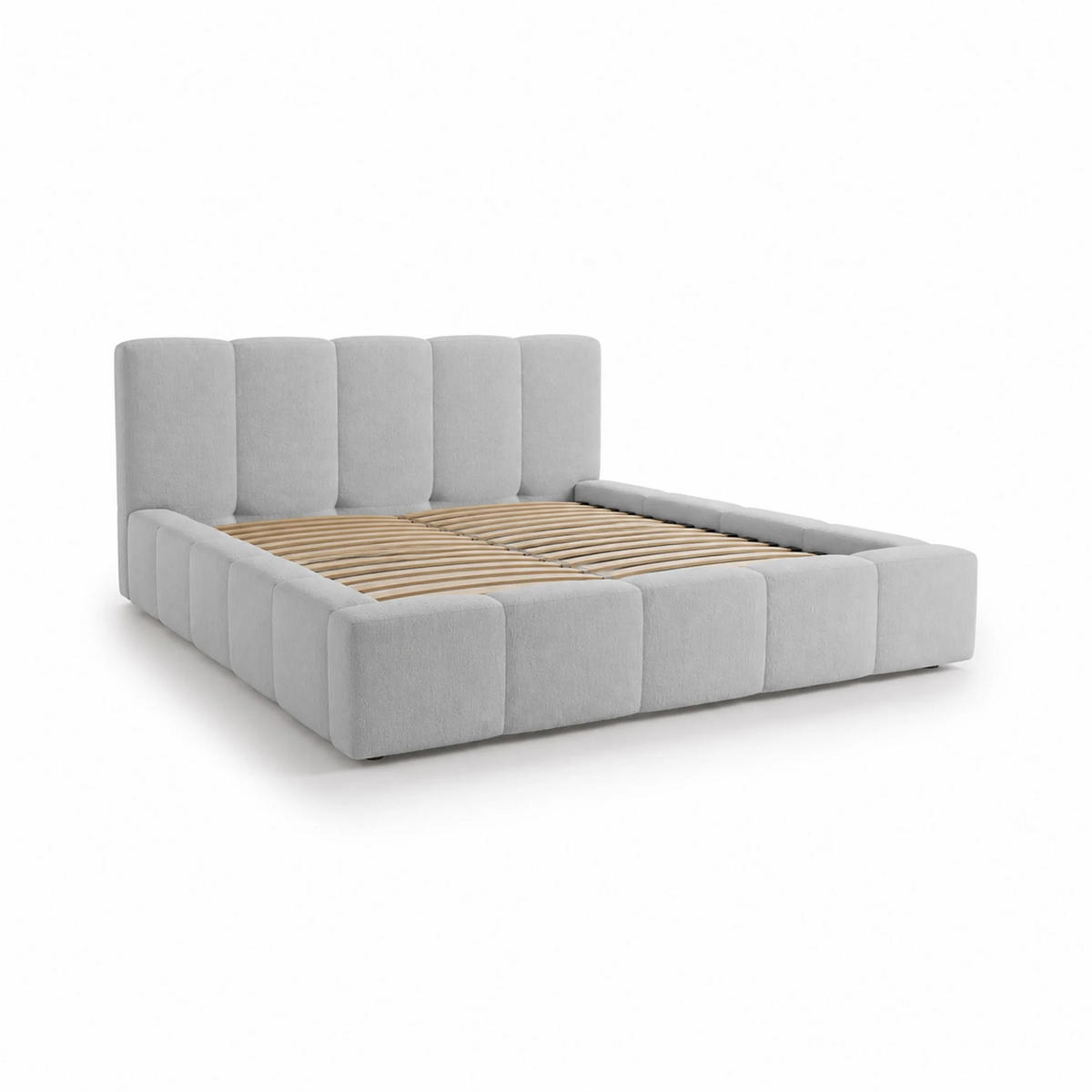POLSTERBETT Palermo 200x200 cm mit Stauraum und elegantem Kopfteil - Holzrahmen, Velo Grau - Grau, Holz/Textil (200/200cm) - Chilly