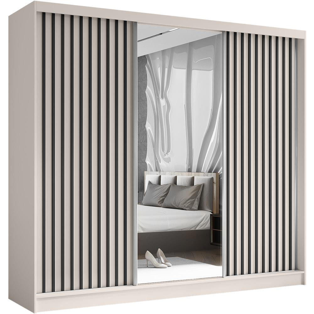 SCHWEBETÜRENSCHRANK Helix 240/216/61 kaschmir+schwarz - Kaschmir, Holzwerkstoff (240/216/61cm) - Beautysofa