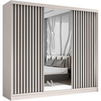 SCHWEBETÜRENSCHRANK Helix 240/216/61 kaschmir+schwarz mit Schubladeneinsätze - Kaschmir, Holzwerkstoff (240/216/61cm) - Beautysofa