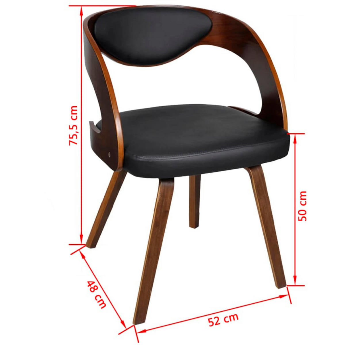 ESSZIMMERSTÜHLE 2 Stk. Braun Kunstleder 48*52*75.5cm - Braun, Leder (48/75.5/52cm) - ZMH