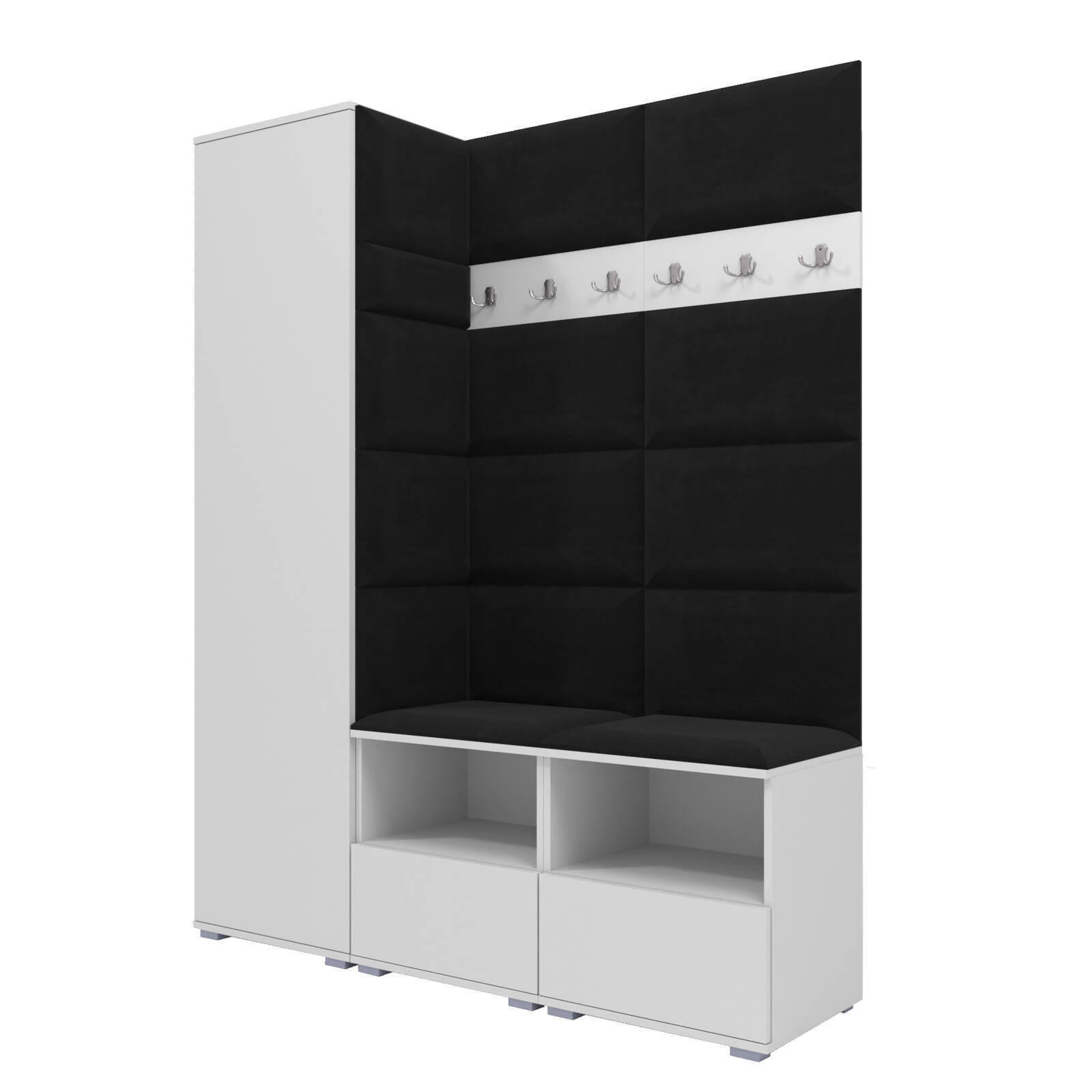XXXLutz Garderoben-Set Weiß, Schwarz 150x187x40 cm