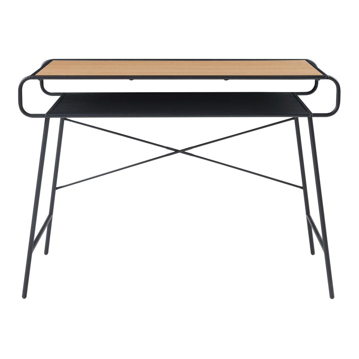 SCHREIBTISCH Krødsherad - Eichefarben/Schwarz, Holzwerkstoff/Metall (46/106/76cm) - [en.casa]
