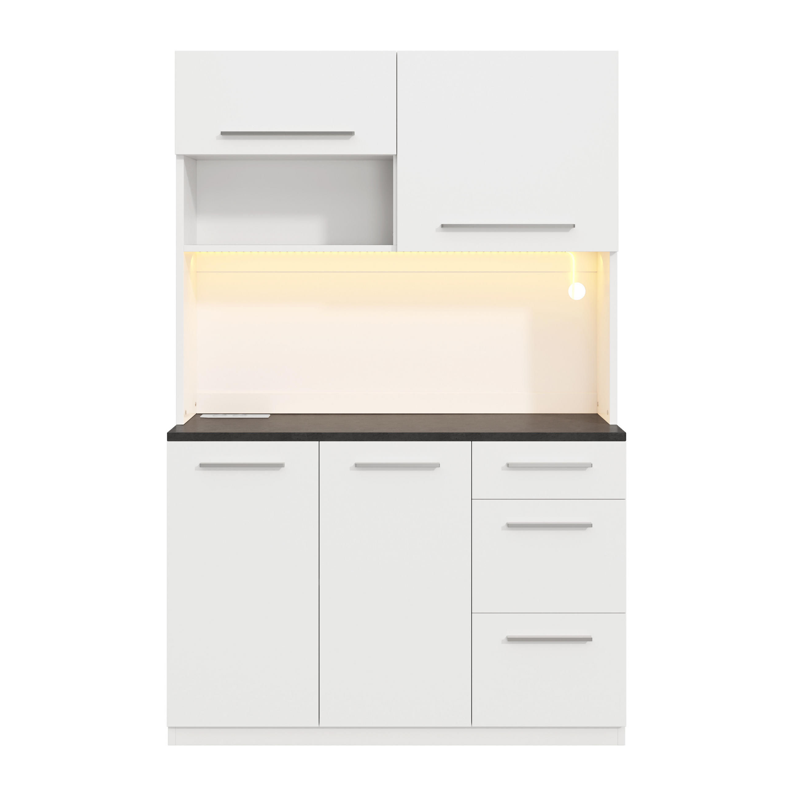 BUFFETSCHRANK 120x40x180cm LED Steckdose USB Weiß - Weiß, Holzwerkstoff (120/180/40cm) - FLIEKS