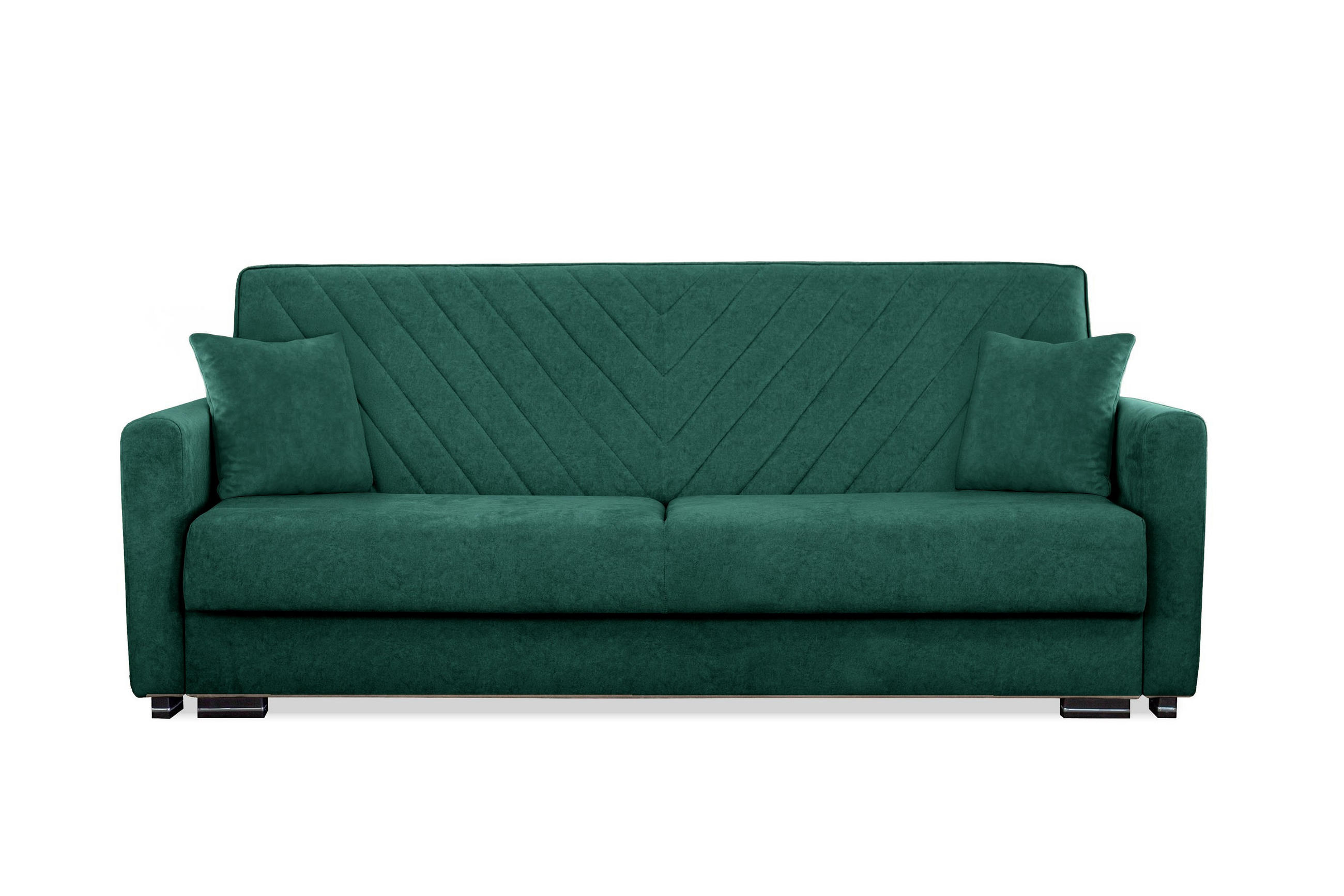 SOFA Vera Grün, mit Schlaffunktion und Bettzeugablage - Grün, Holzwerkstoff (227/95/100cm) - Bettso