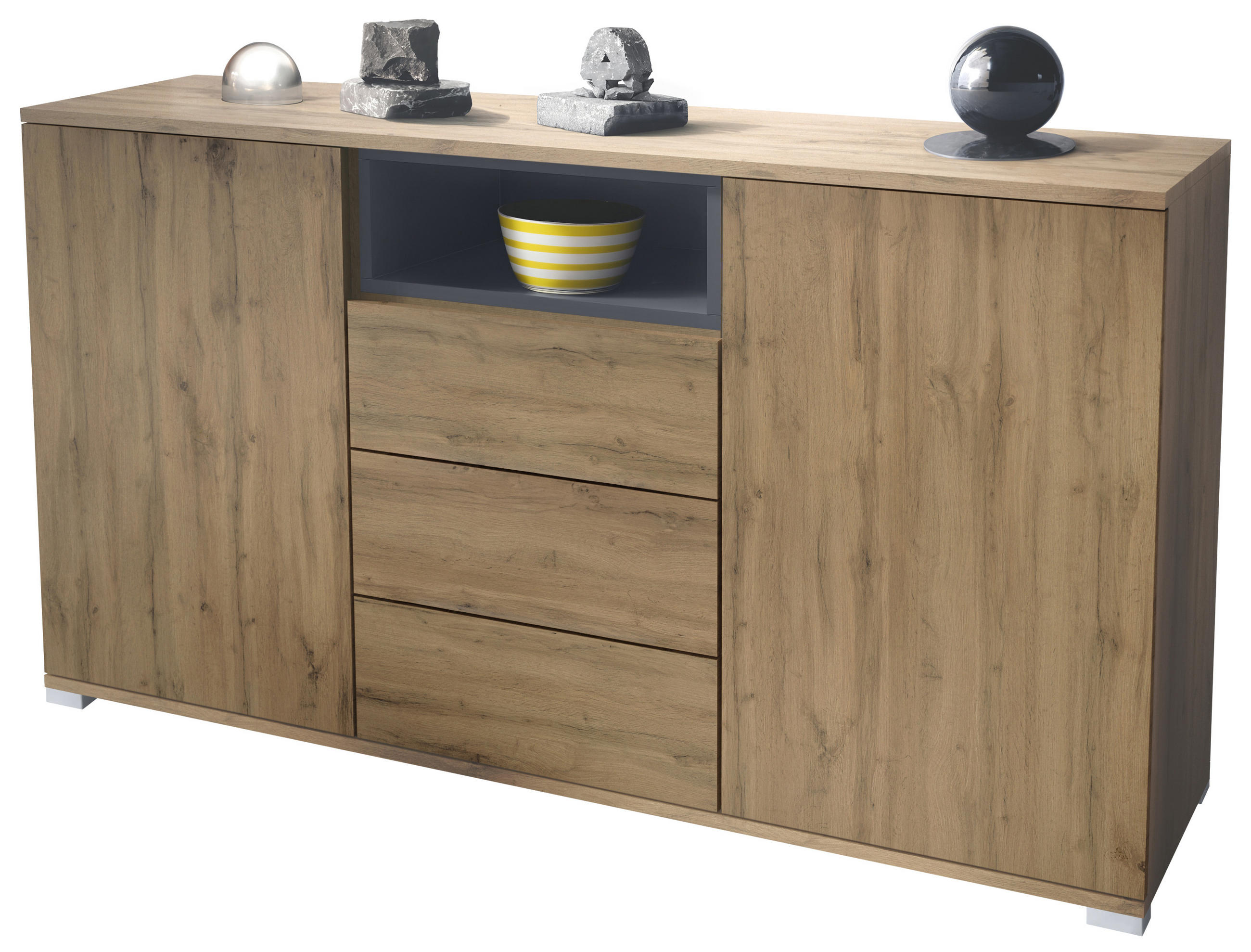 SIDEBOARD Skadu Anthrazit matt - Anthrazit, Holzwerkstoff (138.5/75.5/35cm) - Vladon