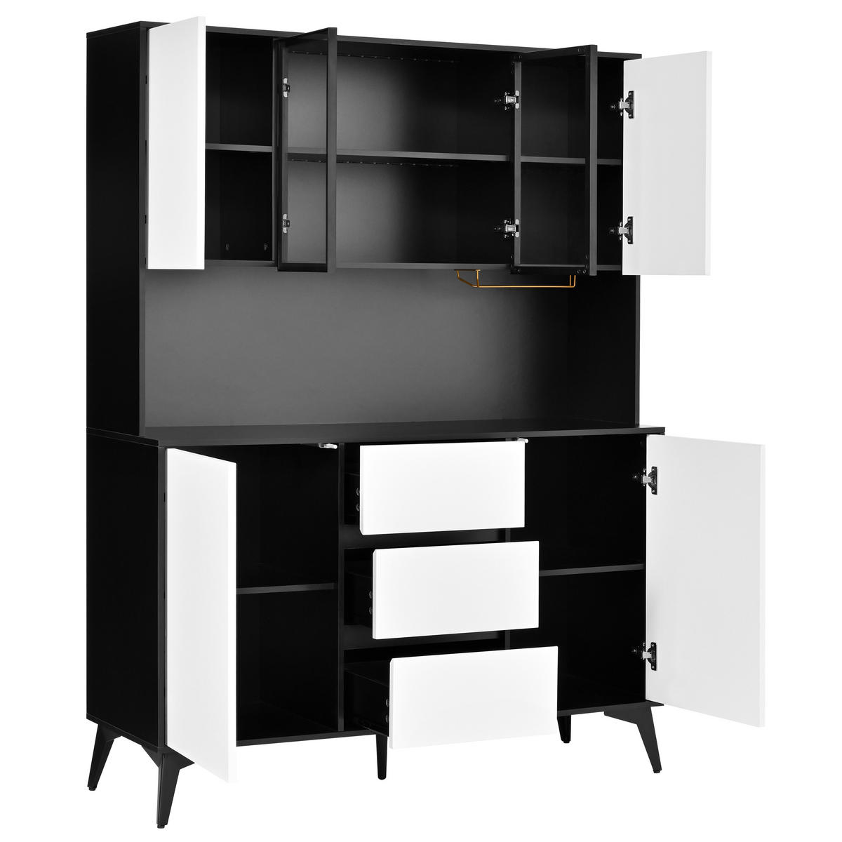 BUFFET DE-37583 120/40/160 cm mit LED-Beleuchtung Weiß/Schwarz - Schwarz/Weiß, Holzwerkstoff (120/160/40cm) - ComfortXL