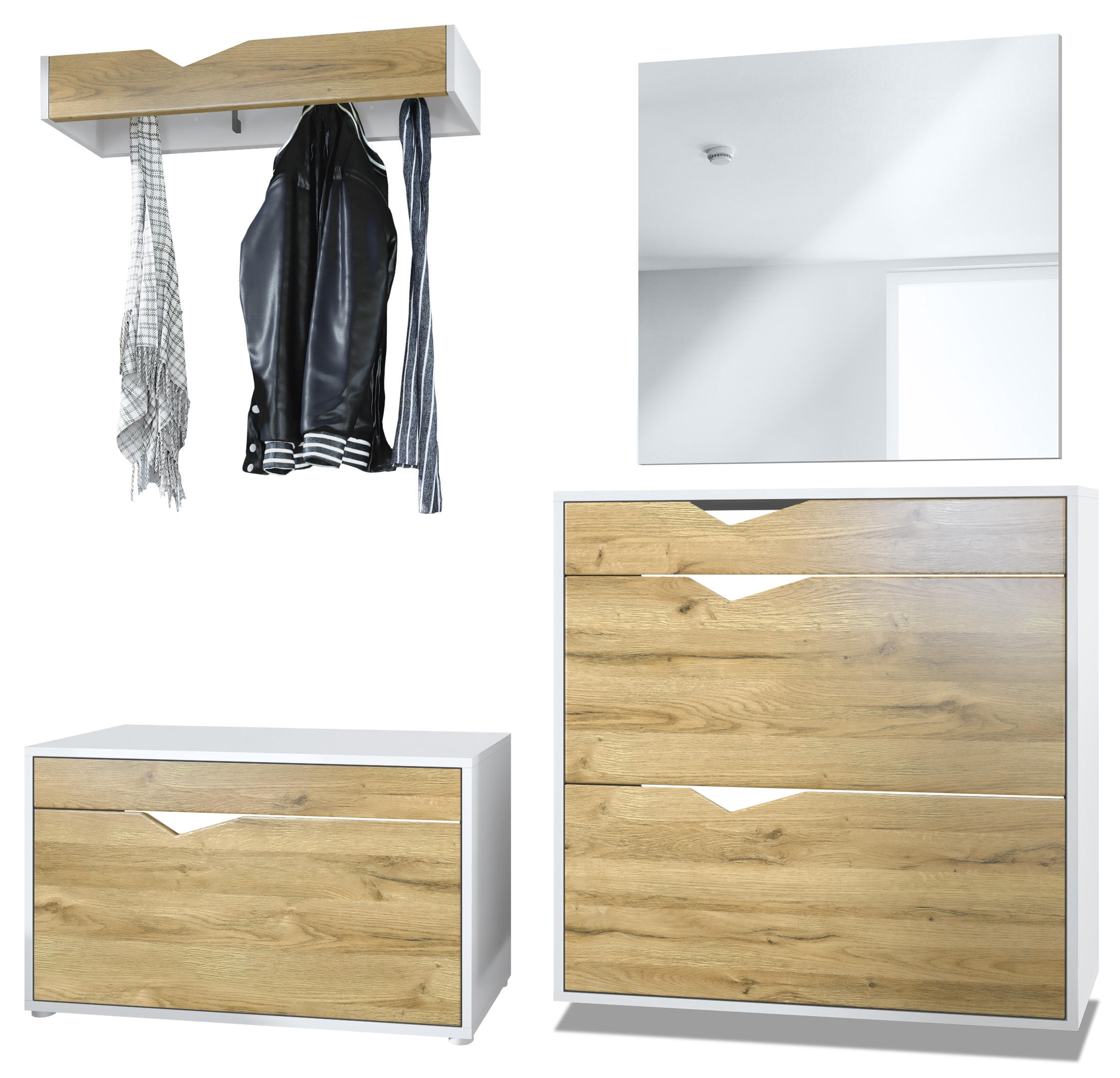 GARDEROBE Kolmio Fronten in Eiche Natur - Eichefarben, Holzwerkstoff (190/185/33cm) - Vladon