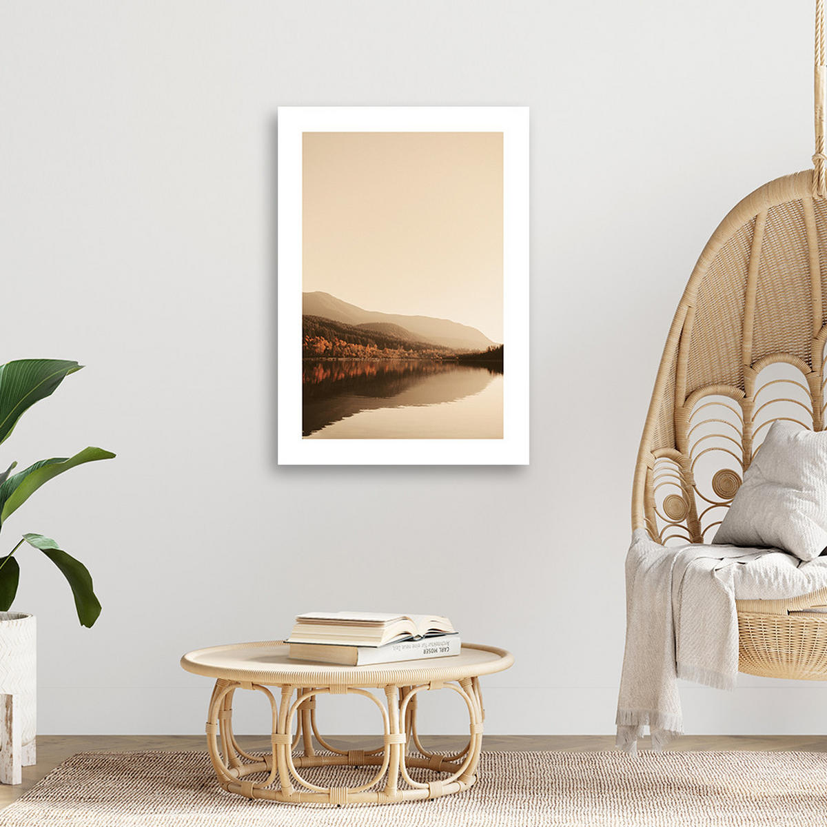 WANDBILD friedlicher see - Beige, Textil (40/60cm) - Feeby