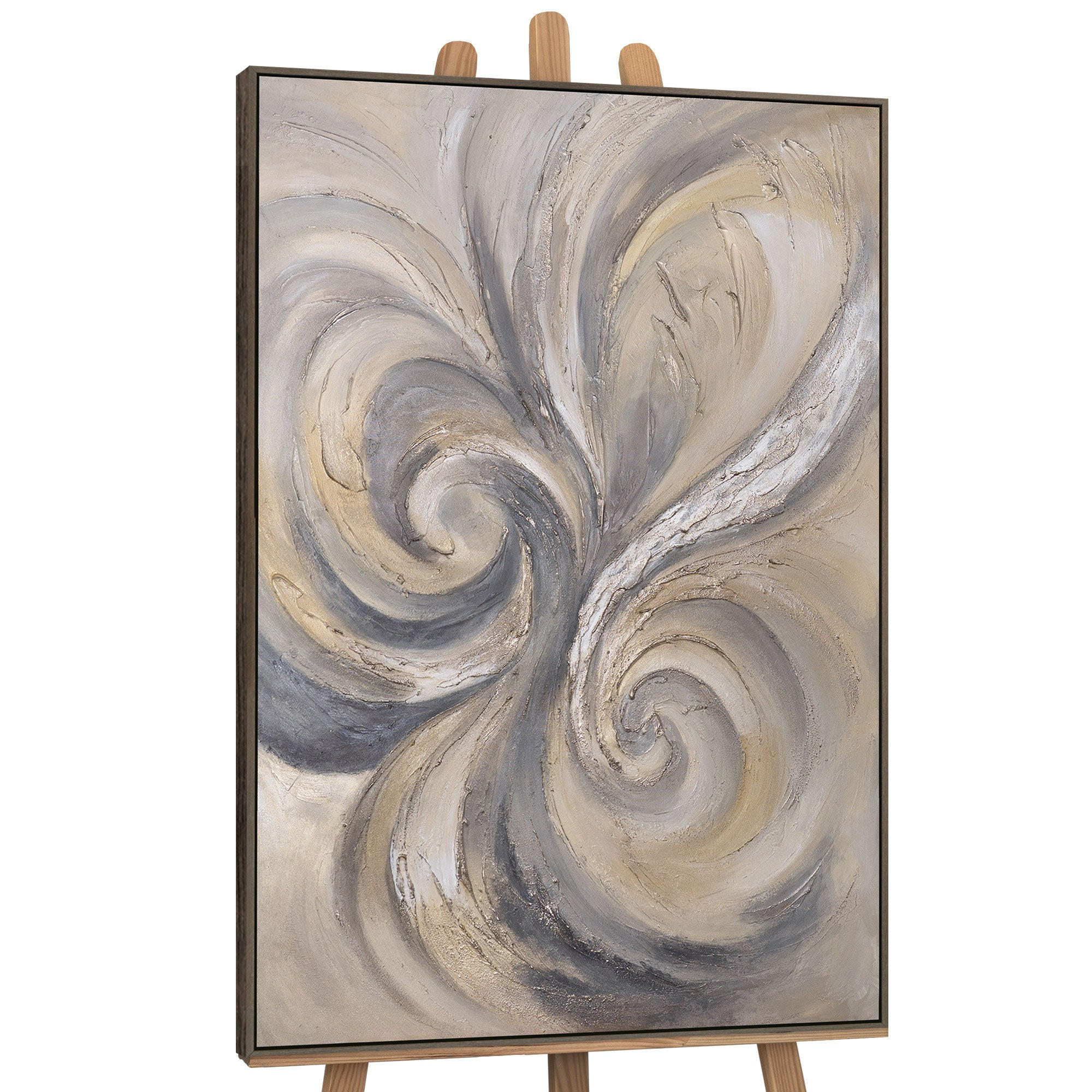 GEMÄLDE Sand und Wolken Schattenfugenrahmen Grau 120x80 cm - Grau, Holz (120/80cm) - YS-art gallery