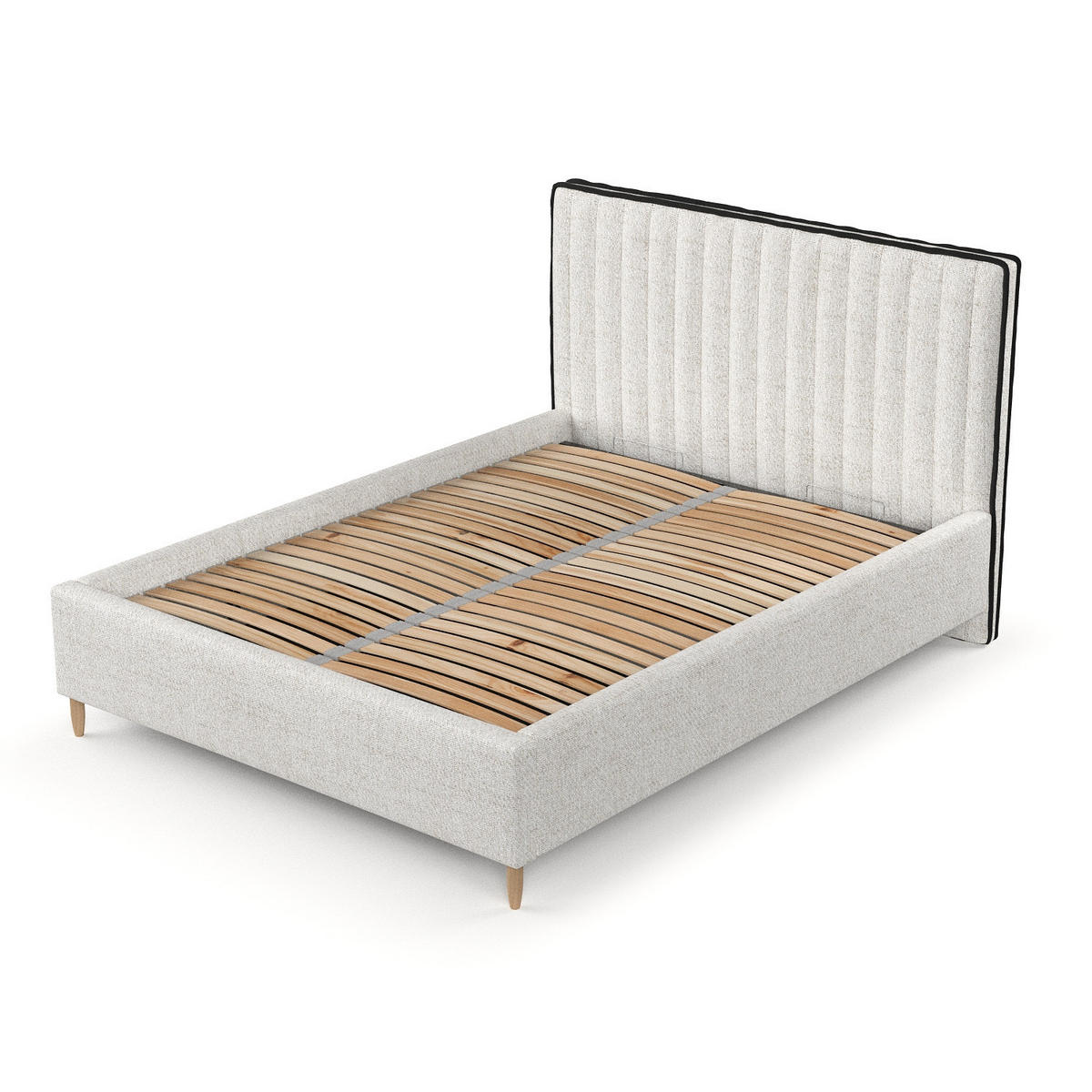 POLSTERBETT Aria 140/200 cm Creme im Neve Stoff - Creme/Naturfarben, Holz/Holzwerkstoff (140/200cm) - AltaBeds