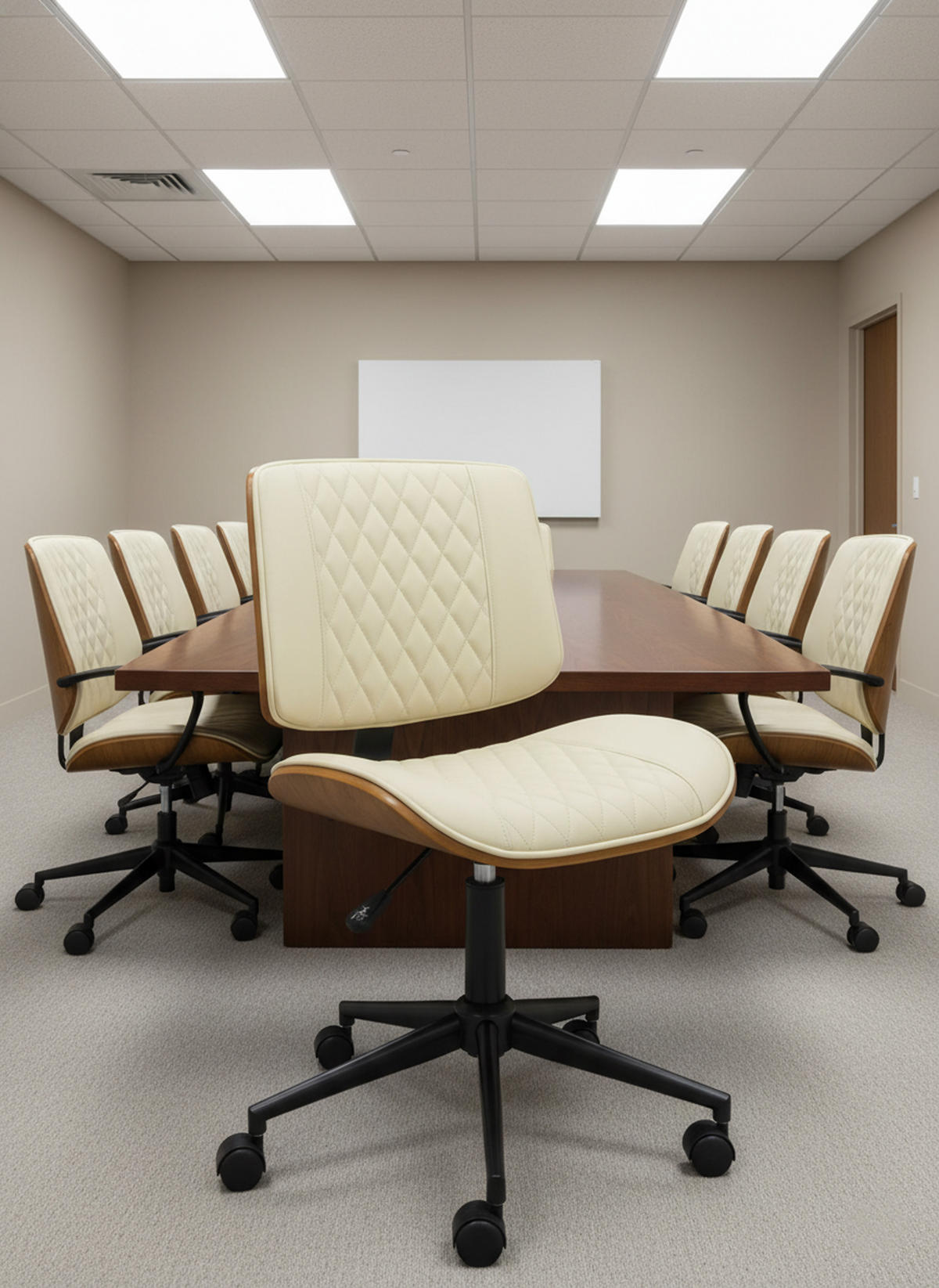 BÜROSTUHL Omnix Kunstleder walnuss/creme - Creme/Schwarz, Metall (50/94/54cm) - TPFLiving