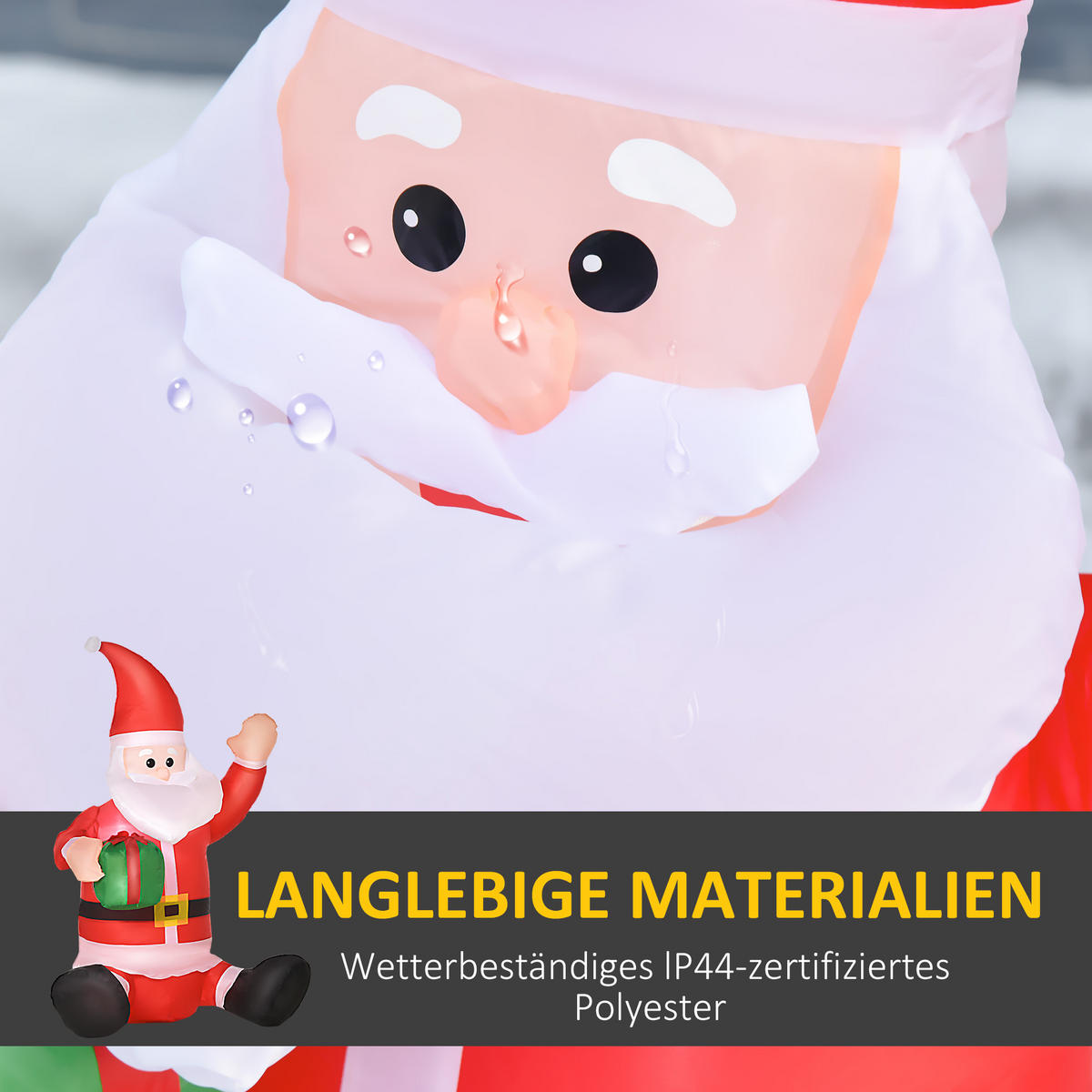 WEIHNACHTSDEKORATION Gebläse Selbstaufblasbare Weihnachtsmann Santa Claus LED - Rot, Kunststoff (50/120/70cm) - HOMCOM