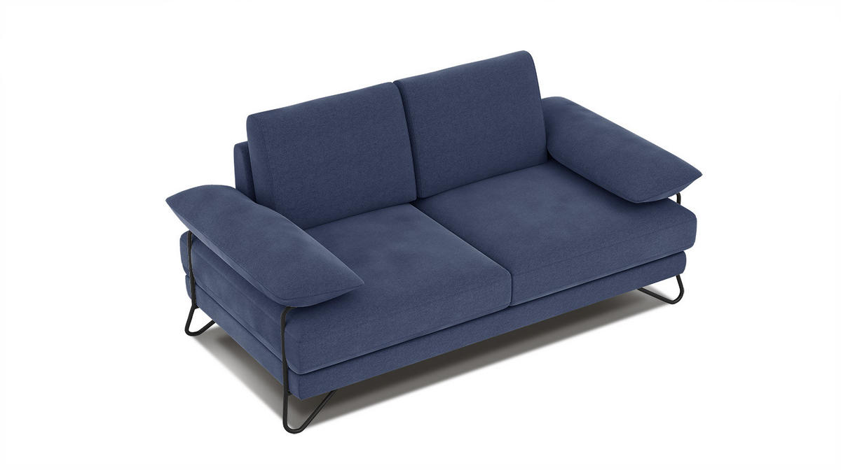 SOFA LORI 2-Sitzer, blau - Blau/Schwarz, Holzwerkstoff/Textil (185/87/96cm) - Courtois Laville