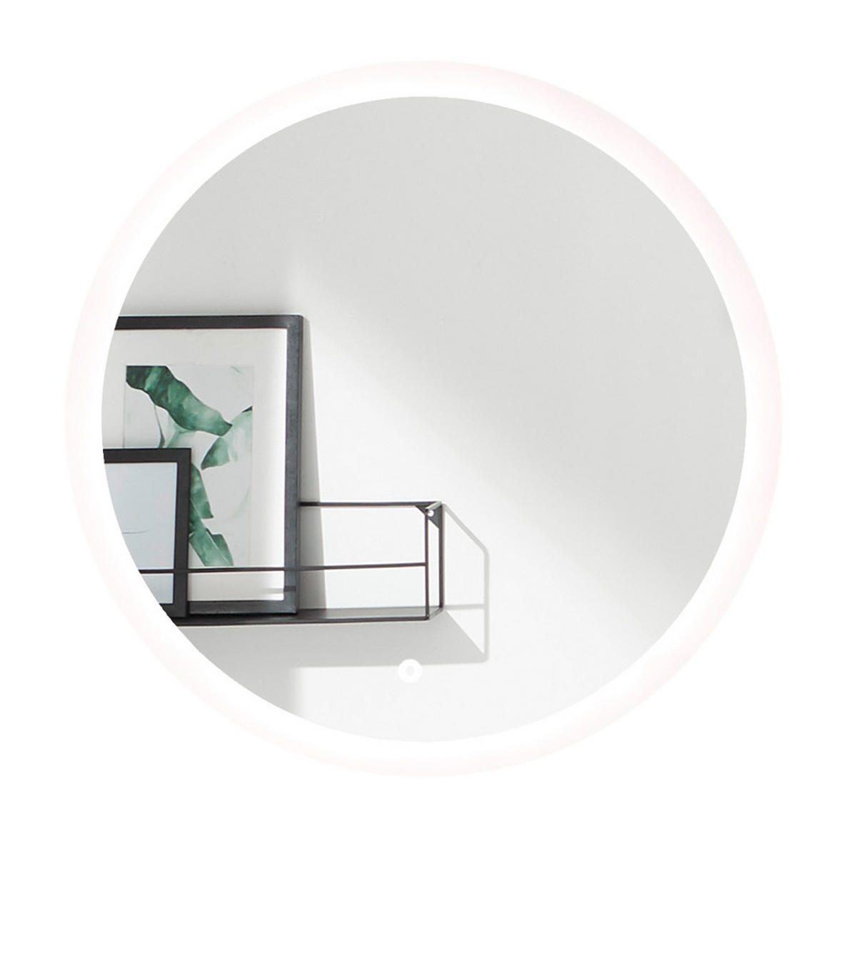 BADSPIEGEL mit LED Beleuchtung und Touchschalter, rund Ø 60 cm - Weiß, Glas (60/60/3cm) - Furn.Design