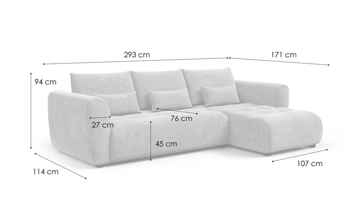 ECKSOFA SORENO 4-Sitzer, orange - Schwarz/Orange, Holz/Textil (293/171cm) - Courtois Laville