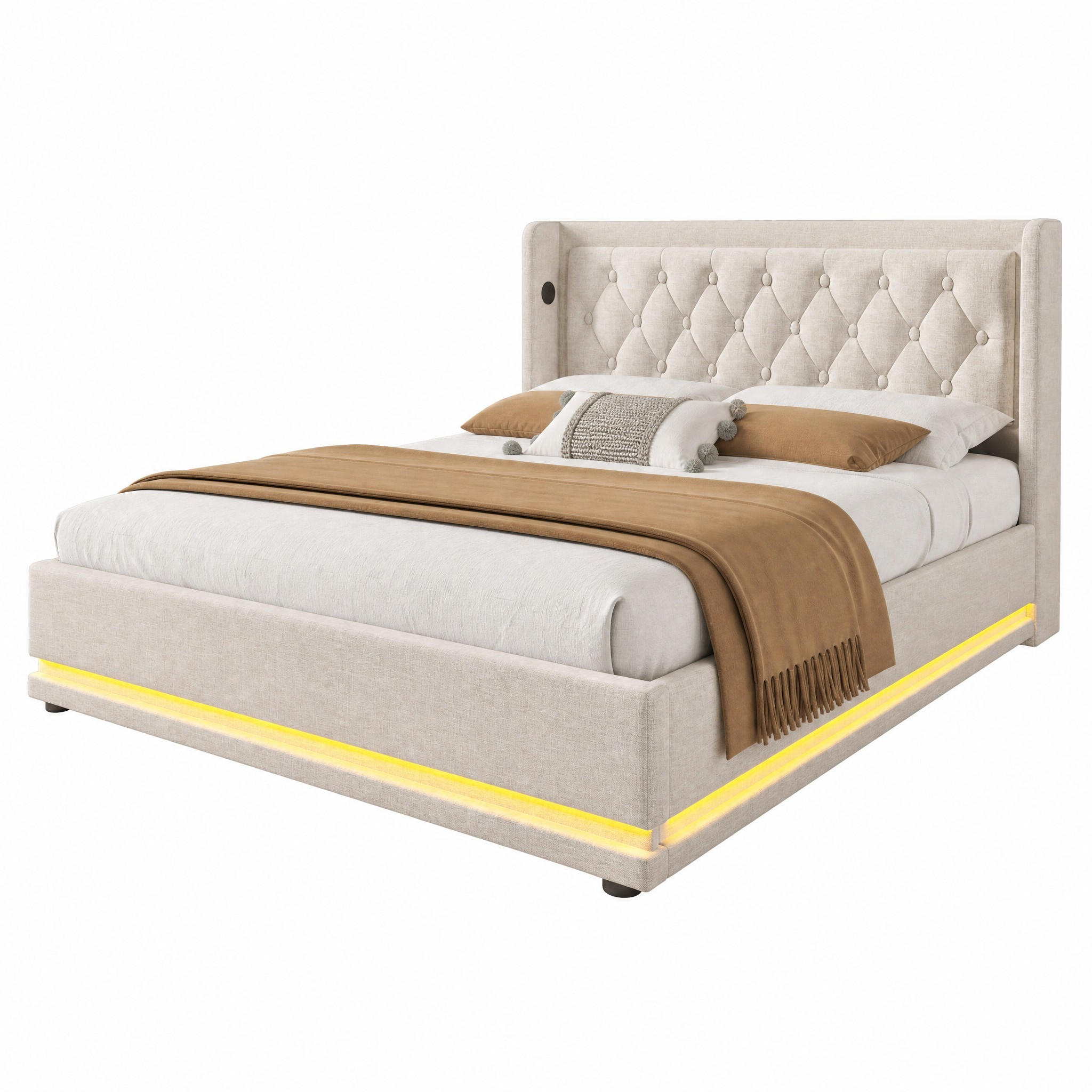 Beauniv Polsterbett Beige 140x200 cm