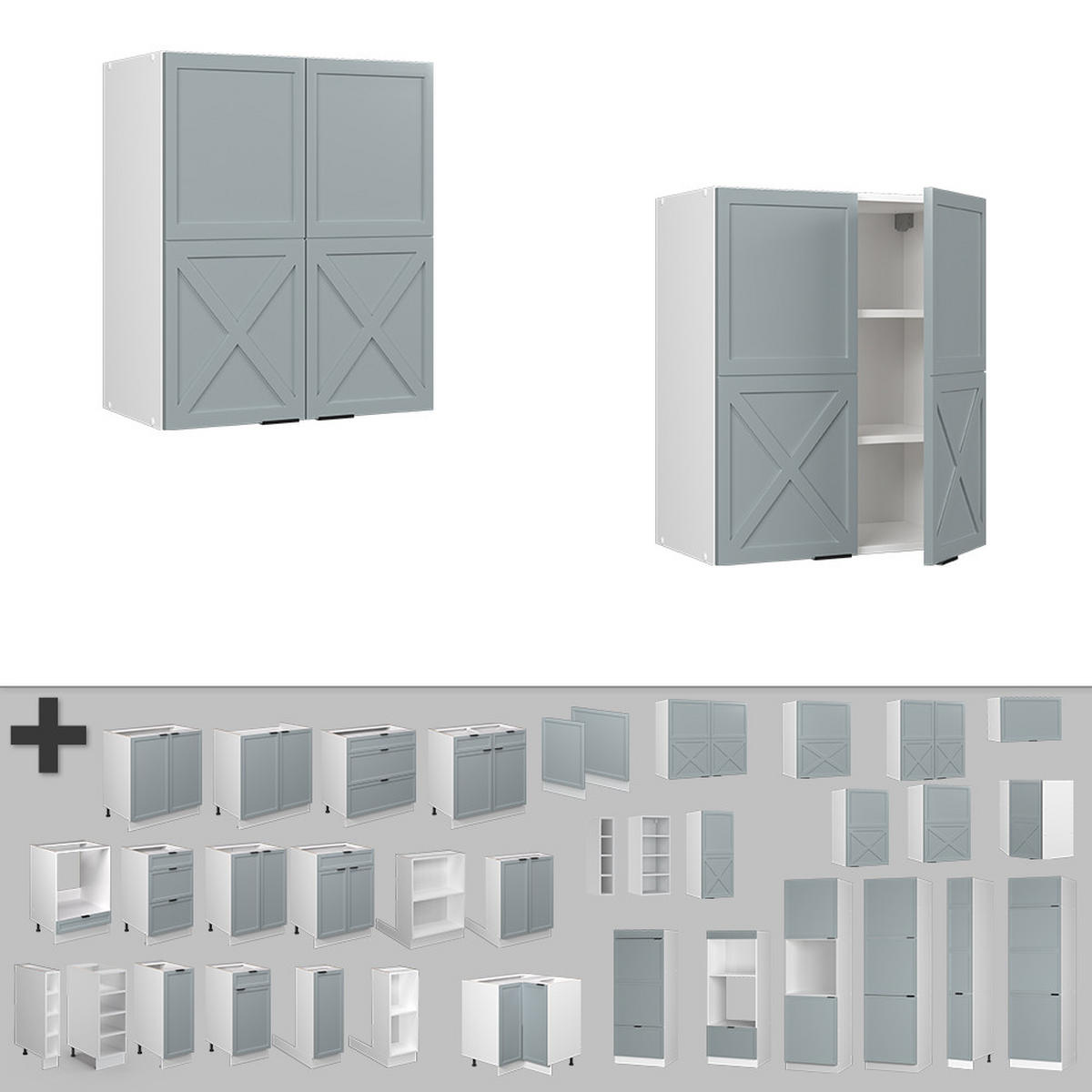 HÄNGESCHRANK Fame-Line Hellblau-grau 60 cm - Blaugrau/Weiß, Holzwerkstoff (60/72/34.1cm) - Vicco