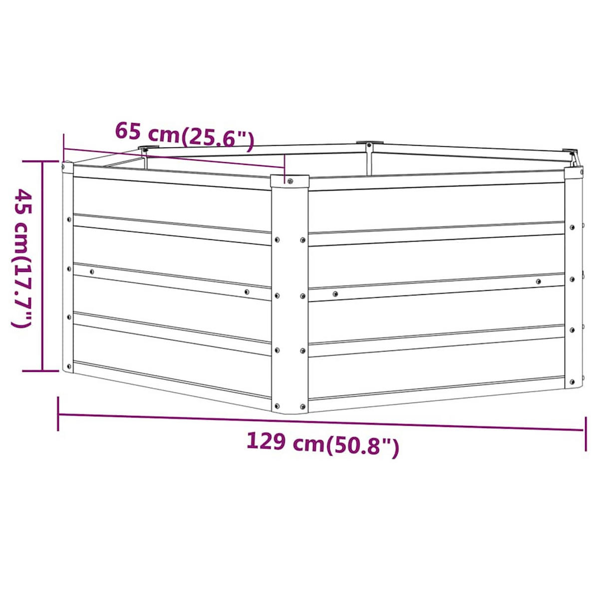 HOCHBEET Rostig 129/129/45 Cm Cortenstahl - Braun, Metall (129/45/129cm) - vidaXL