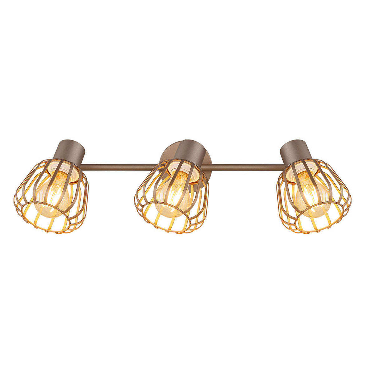 LED DECKENLEUCHTE OLIN Metall Braun, 3-flammiger Spot - Braun, Glas (50/17.5/12.5cm) - Globo Lighting