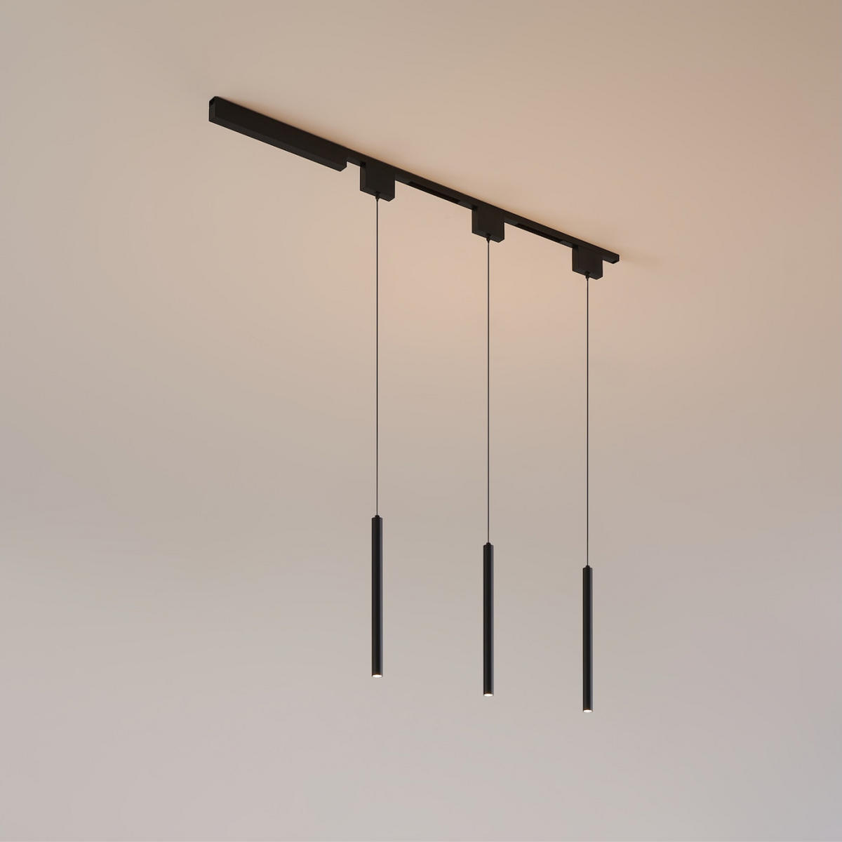 DECKENLEUCHTE MIT SPOTSTRAHLERN Lyne, Schwarz, 135cm - Schwarz, Metall (100/1.6/135cm) - KOSILUM