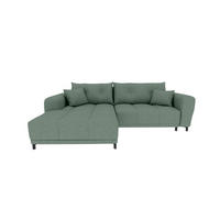 ECKSOFA Massimo Strukturstoff Salbeigrün inkl. Schlaffunktion Links - Salbeigrün/Schwarz, Textil/Metall (246/177cm) - 99rooms