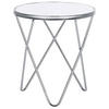 BEISTELLTISCH weiß/silber 50 cm MERIDIAN Meridian - Silberfarben/Weiß, Glas (50/50/55cm) - Beliani
