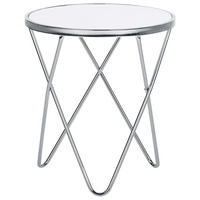 BEISTELLTISCH weiß/silber 50 cm MERIDIAN Meridian - Silberfarben/Weiß, Glas (50/50/55cm) - Beliani