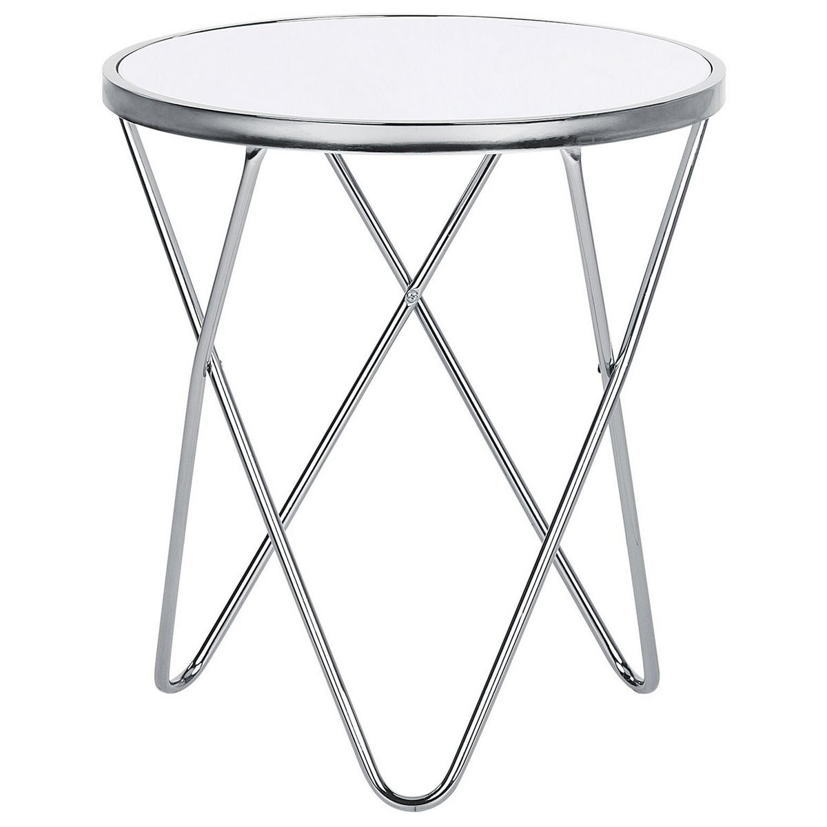 BEISTELLTISCH weiß/silber 50 cm MERIDIAN Meridian - Silberfarben/Weiß, Glas (50/50/55cm) - Beliani