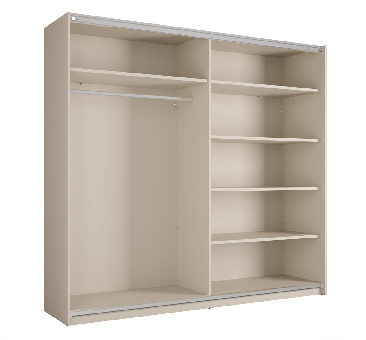 SCHWEBETÜRENSCHRANK Lunoria 221 cm Beige mit Spiegel - 221/207/60 cm - Beige, Holz/Holzwerkstoff (221/207/60cm)