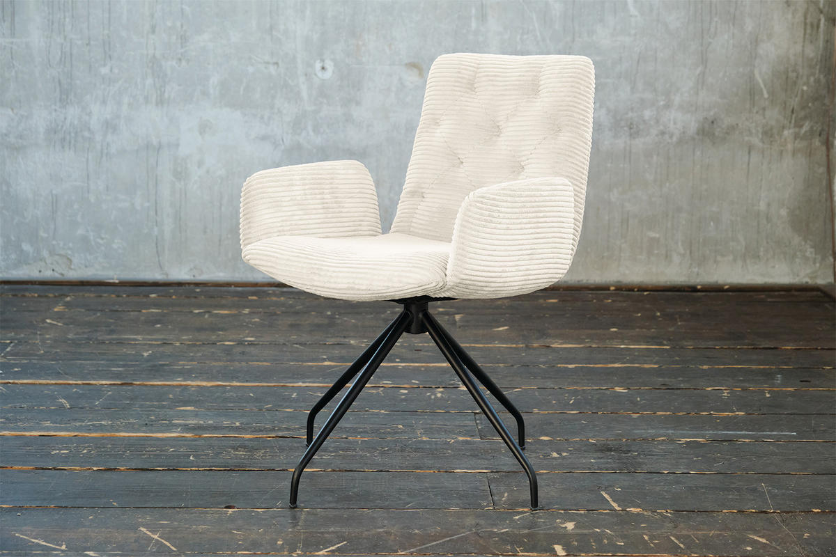 DREHSTUHL NEW CHARME Cremeweiß Cord - Creme, Textil (59/87/66cm) - KAWOLA