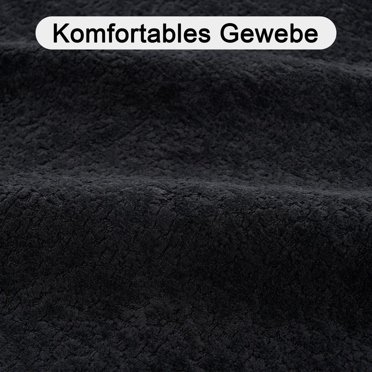 WOHNLANDSCHAFT Chenille Schwarz mit Kissen - Schwarz, Textil (263/66/171cm) - WISHDOR