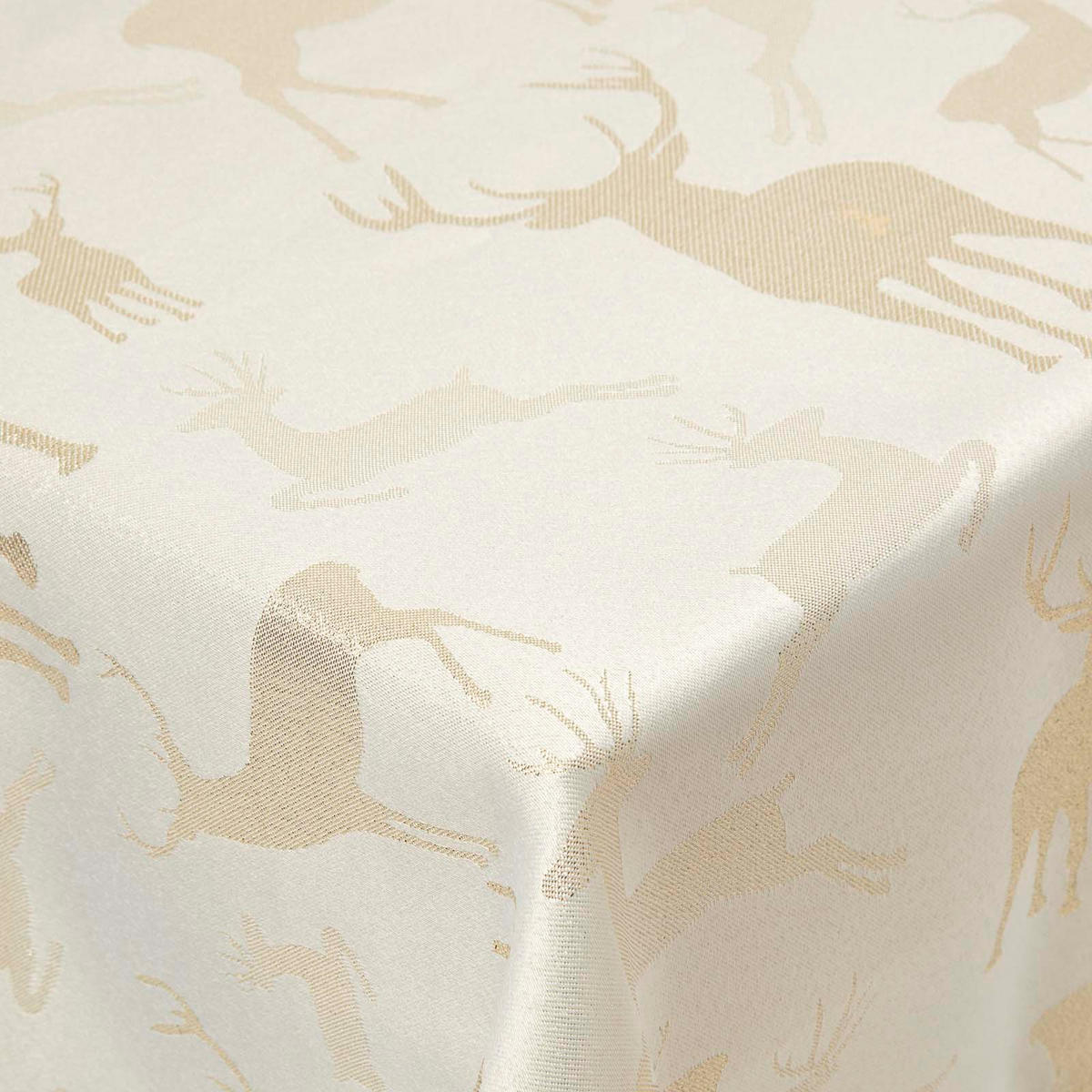 TISCHDECKE Weihnachten mit Hirsch-Motiv, gold, 130/230 cm - Goldfarben, Textil (132/228cm) - Homescapes