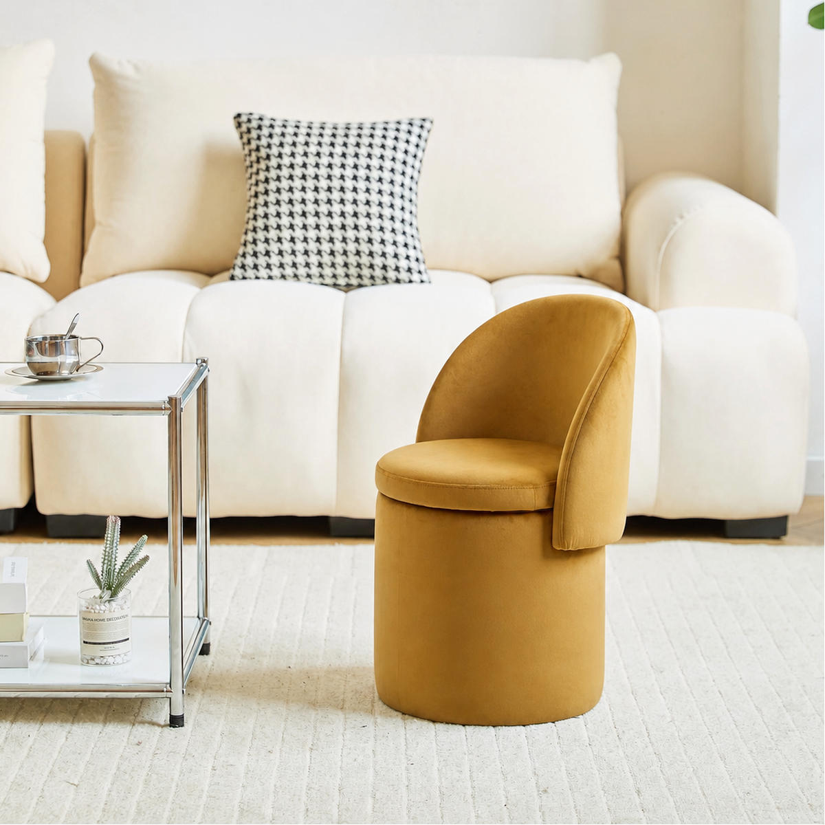 HOCKER Samt Gelb - Gelb, Textil (46/78/43cm) - Nordlys