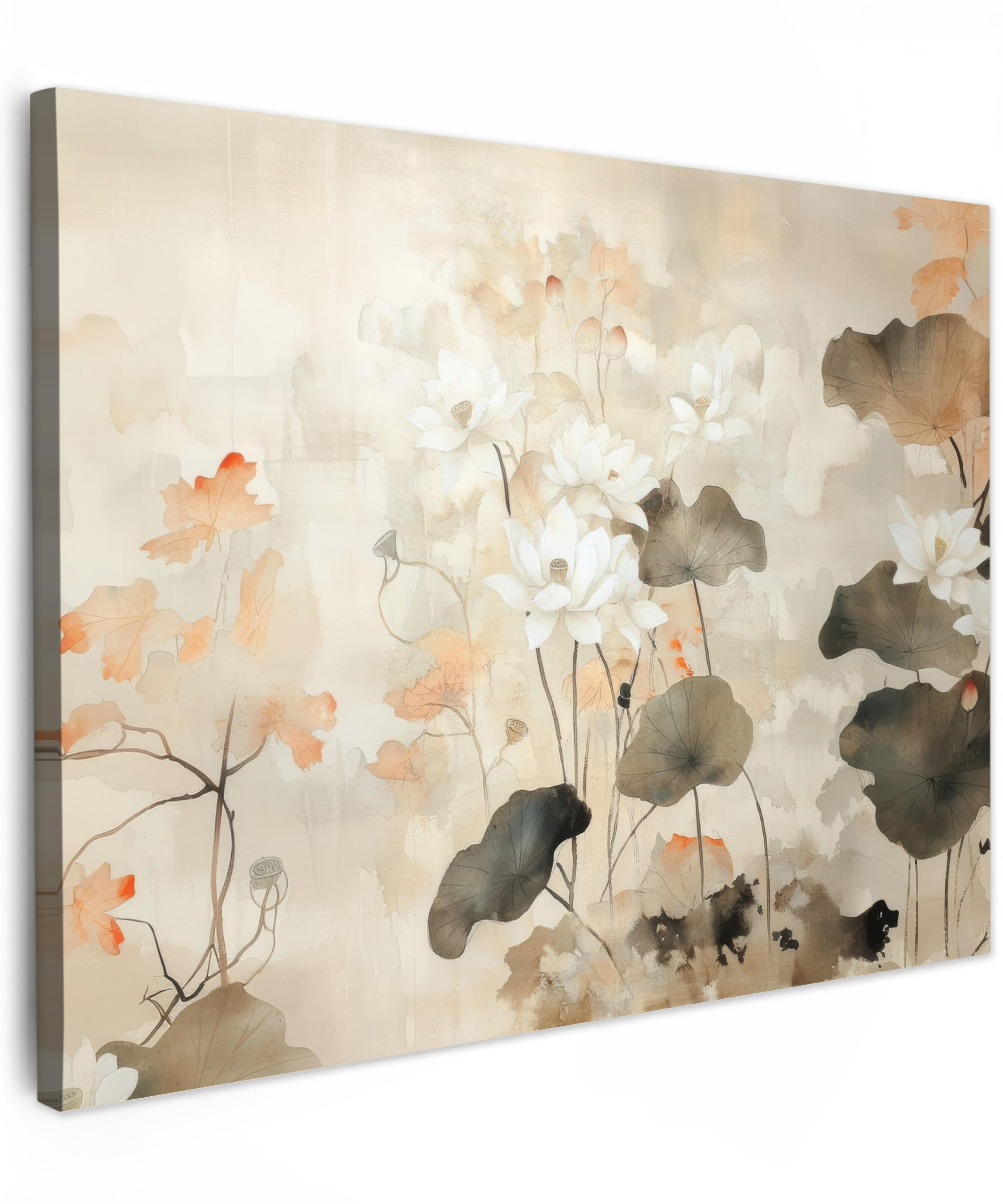 LEINWANDBILD Blumen - Japandi - Wabi sabi 40x30 cm - Sandfarben, Textil (40/30cm) - MuchoWow