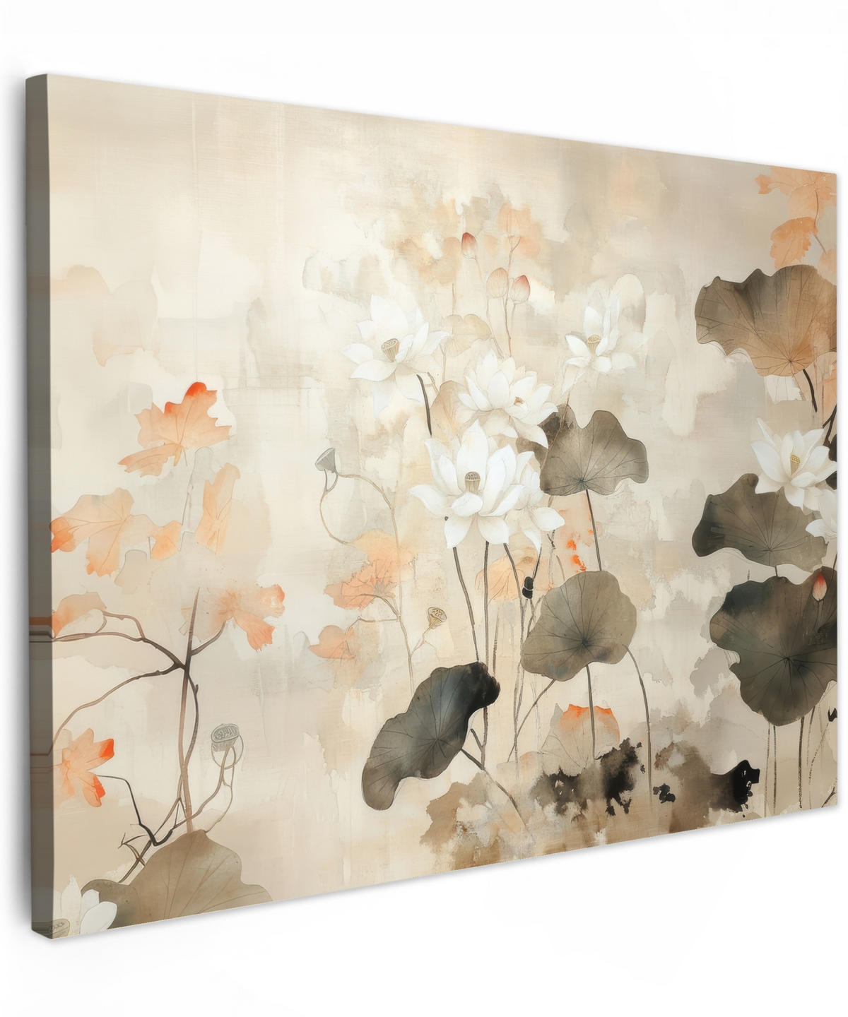 LEINWANDBILD Blumen - Japandi - Wabi sabi 40x30 cm - Sandfarben, Textil (40/30cm) - MuchoWow