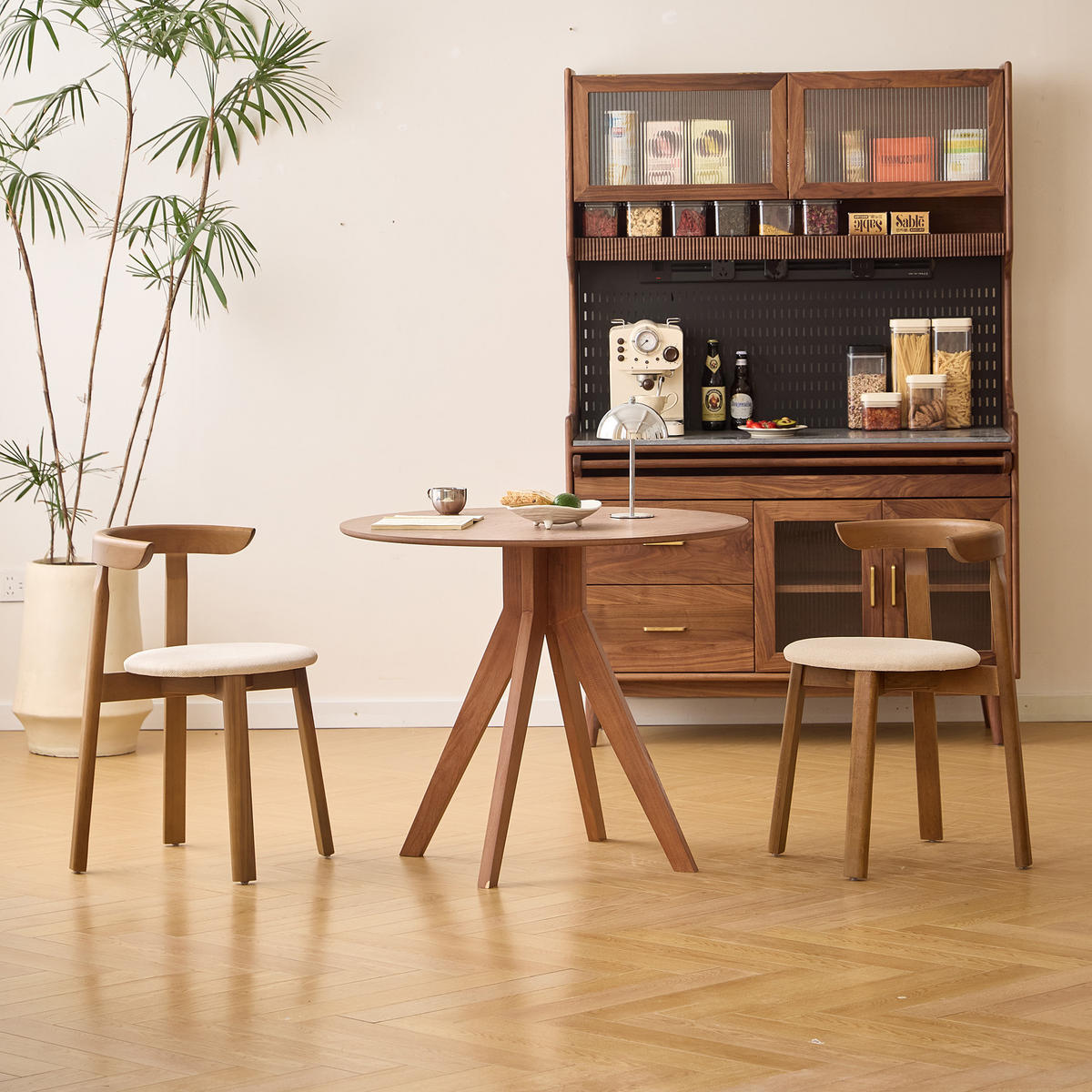 STUHL 2er-Set dunklem Holz Beige - Braun, Holz (51/75/49cm) - Nordlys