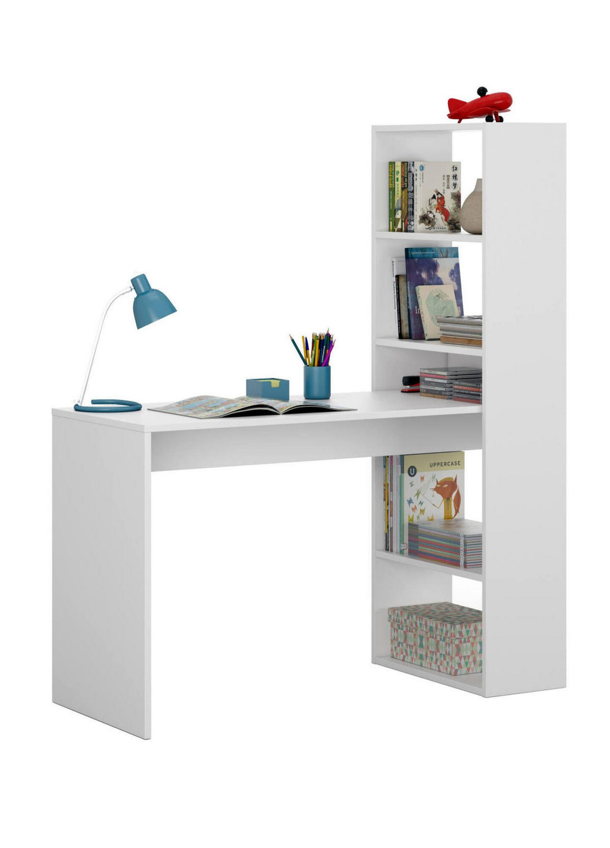 SCHREIBTISCH Weiß 53/120/144 cm - Weiß, Holzwerkstoff (53/120/144cm) - DMORA