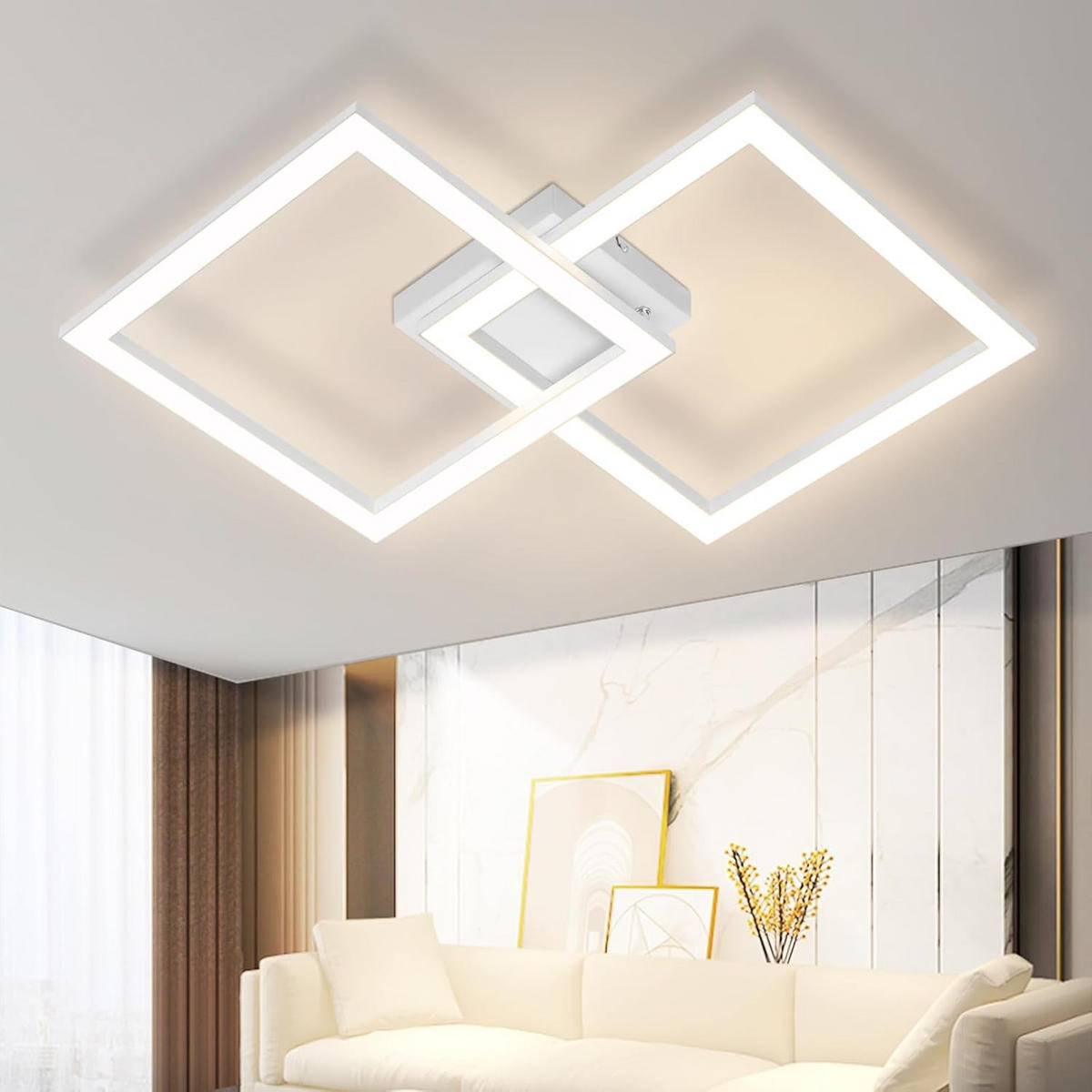 LED-DECKENLEUCHTE Eichwacht 46.1/5.8/46.1 cm - Weiß, Metall (46.1/46.1/5.8cm) - ZMH