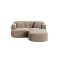 MODULARES-ECKSOFA rechts Campi aus Samt dunkelbeige 3 Sitzplätze - Mokka, Textil (156/180cm) - Cosmopolitan Design