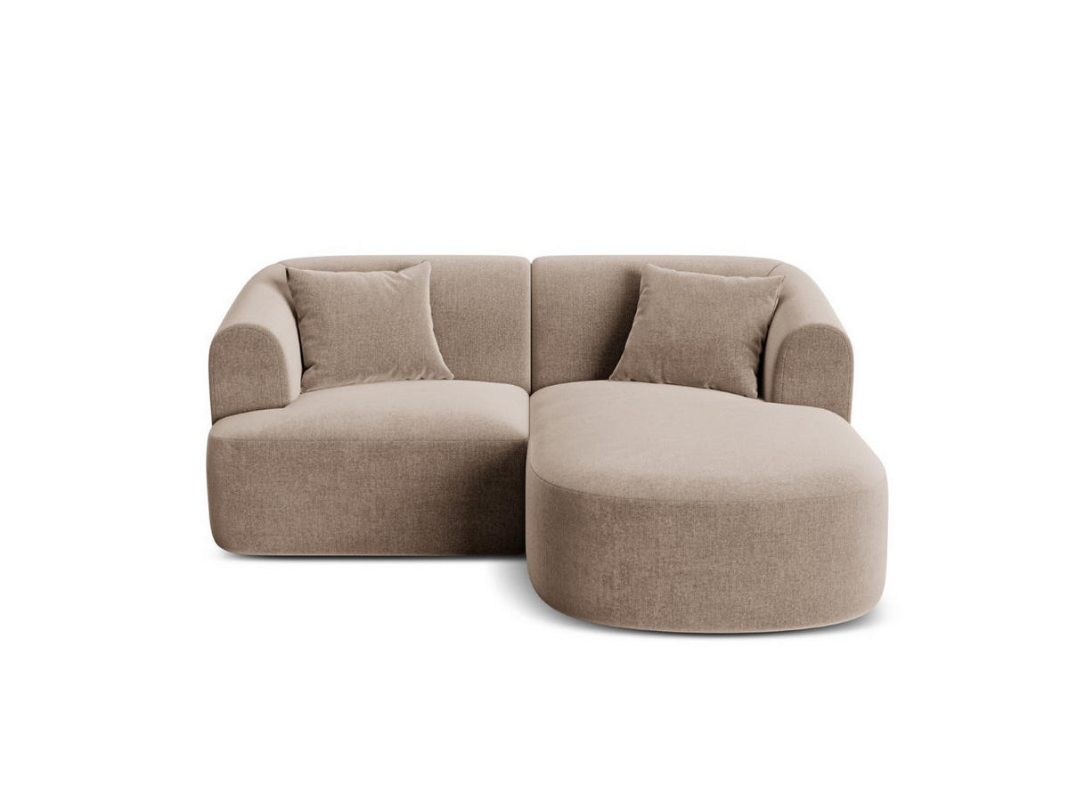 MODULARES-ECKSOFA rechts Campi aus Samt dunkelbeige 3 Sitzplätze - Mokka, Textil (156/180cm) - Cosmopolitan Design