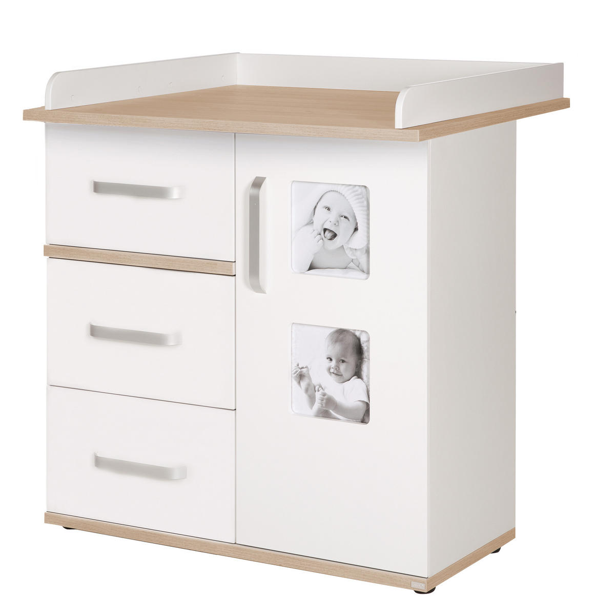 BABYZIMMER-SET Pia, mit schmaler Wickelkommode 3-teilig - Weiß, Holzwerkstoff (76/81/142.5cm) - Roba